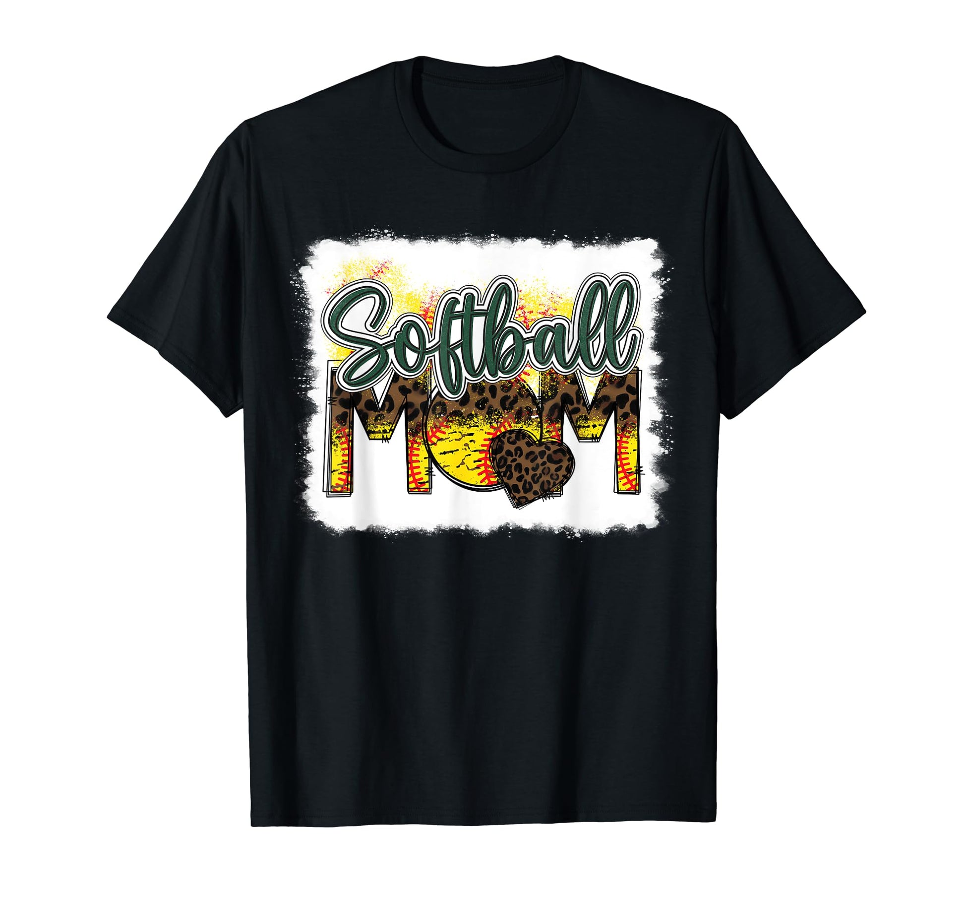 Bleached Softball Mom Leopard Funny T-Shirt - Streetwear Style Unisex - T-Shirt, Sweatshirt, Hoodie