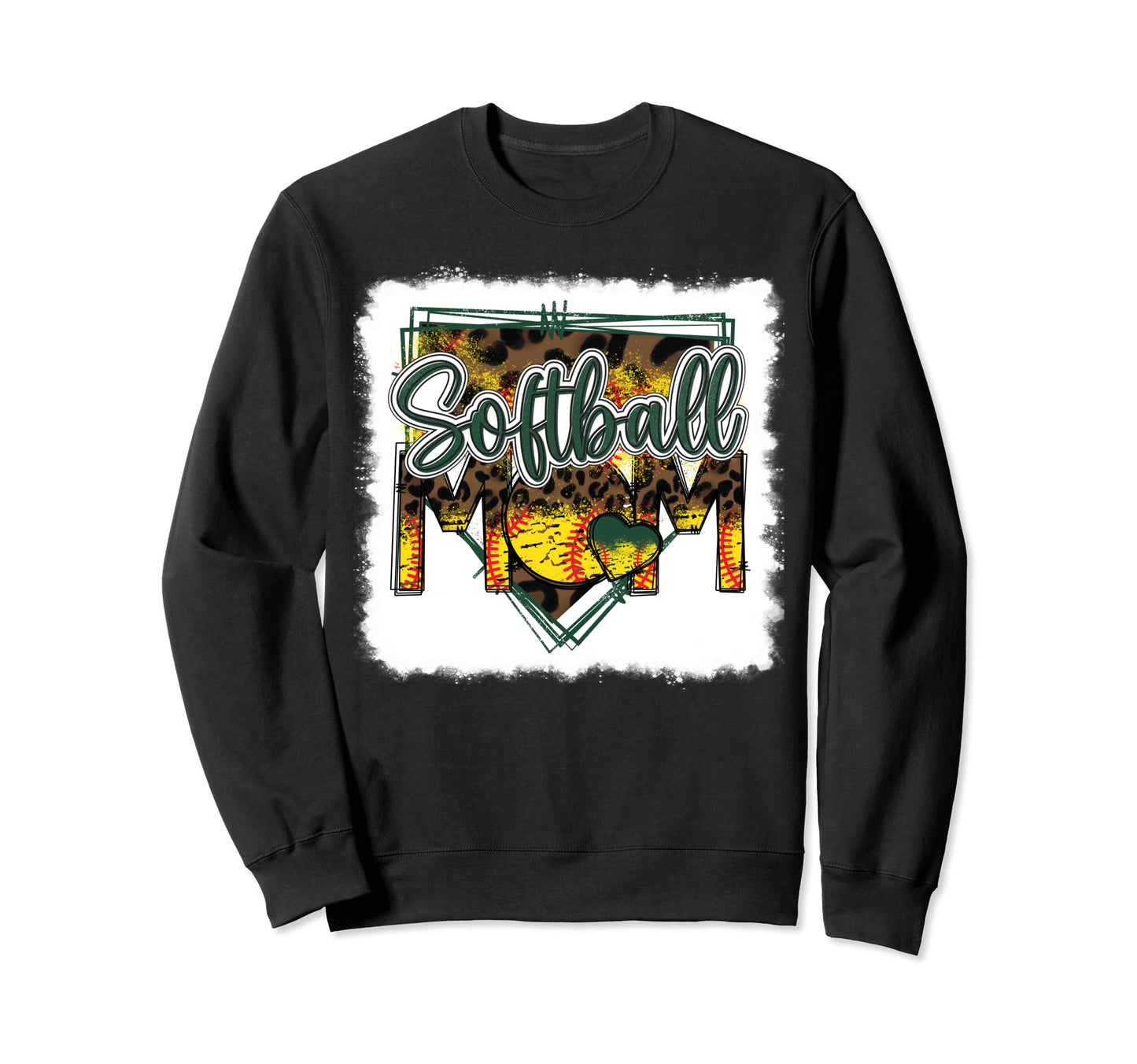 Bleached Softball Mom Leopard Sweatshirt - Casual Everyday Wear for Adults - T-Shirt, Sweatshirt, Hoodie