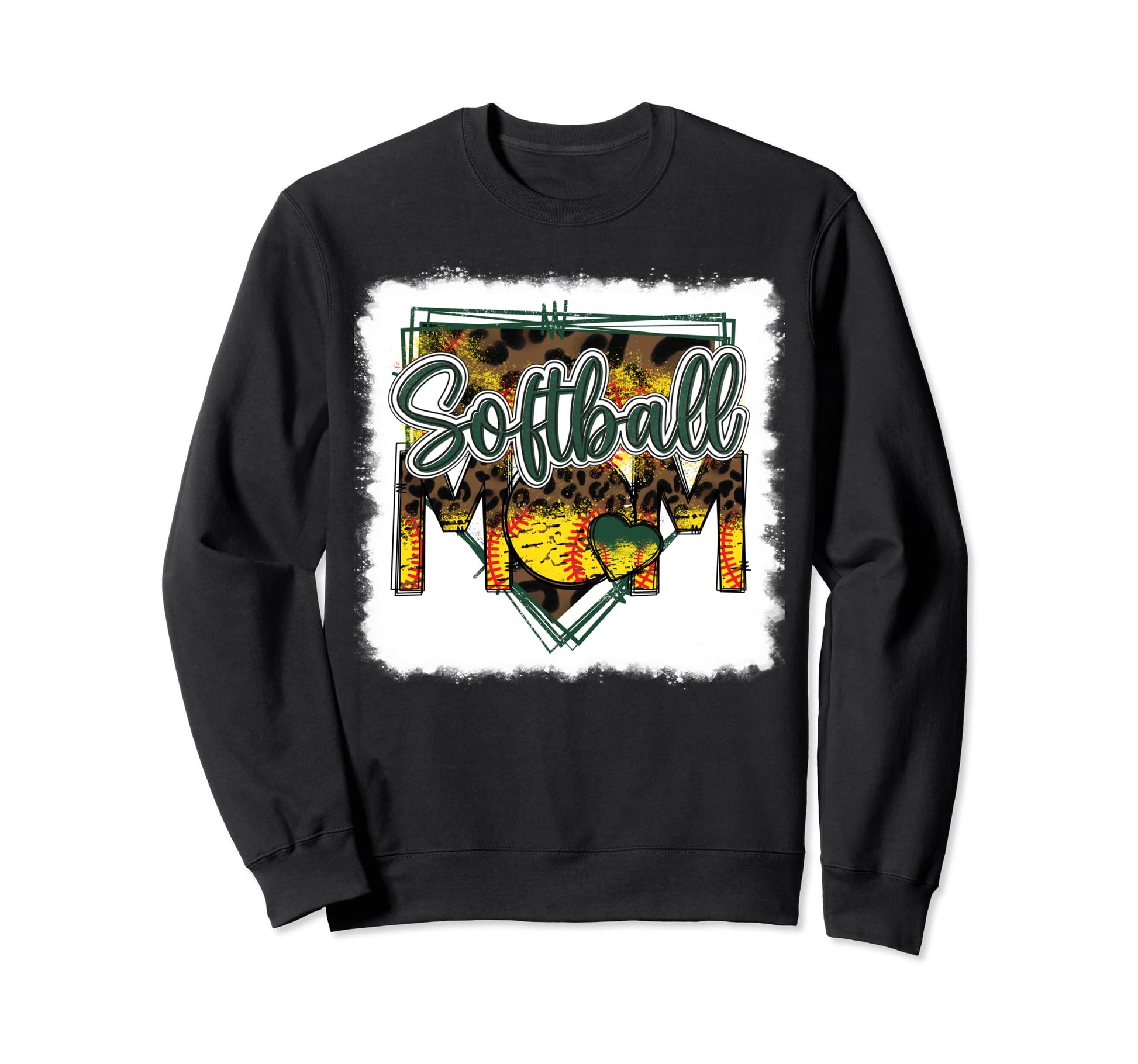 Bleached Softball Mom Leopard Sweatshirt - Casual Everyday Wear for Adults - T-Shirt, Sweatshirt, Hoodie