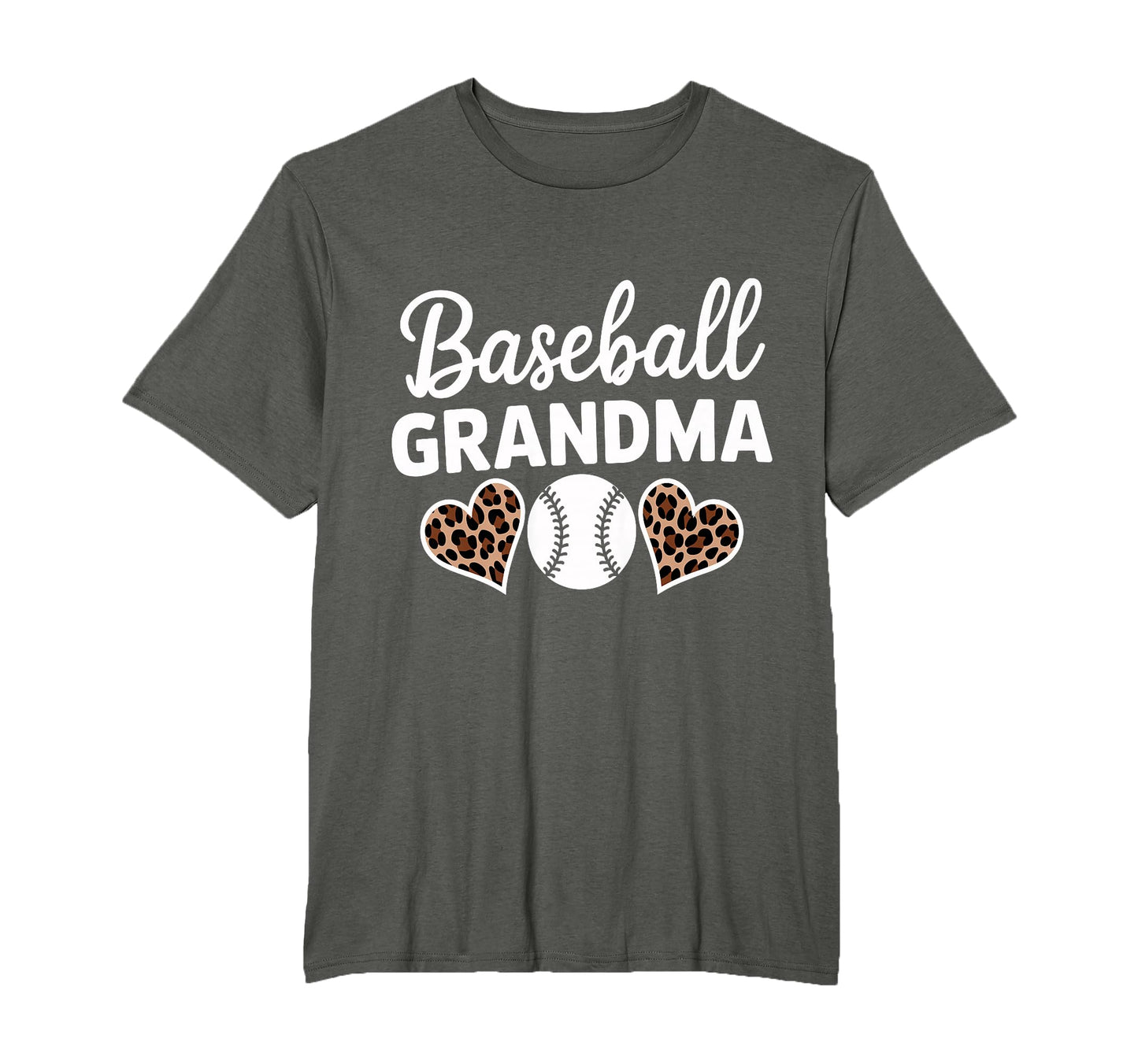 Baseball Grandma Funny Leopard Heart T-Shirt - Graphic Print for Adults - T-Shirt, Sweatshirt, Hoodie