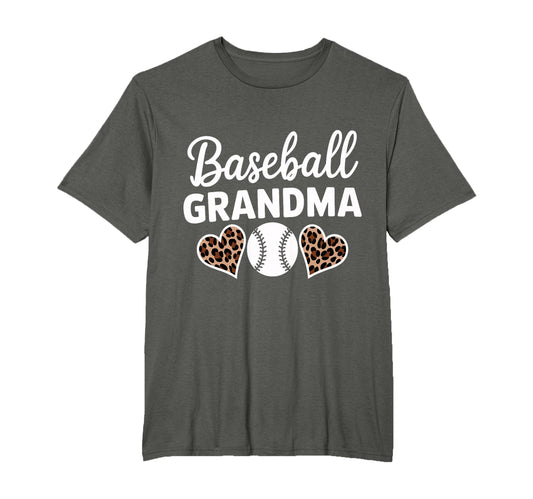Baseball Grandma Funny Leopard Heart T-Shirt - Graphic Print for Adults - T-Shirt, Sweatshirt, Hoodie