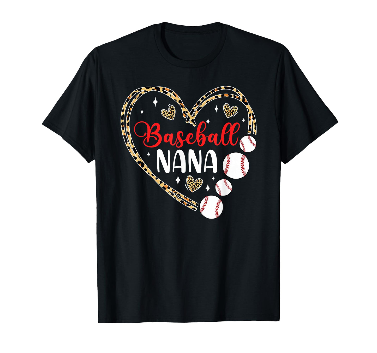 Leopard Baseball Nana Heart Baseball T-Shirt - Streetwear Style for Adults - T-Shirt, Sweatshirt, Hoodie