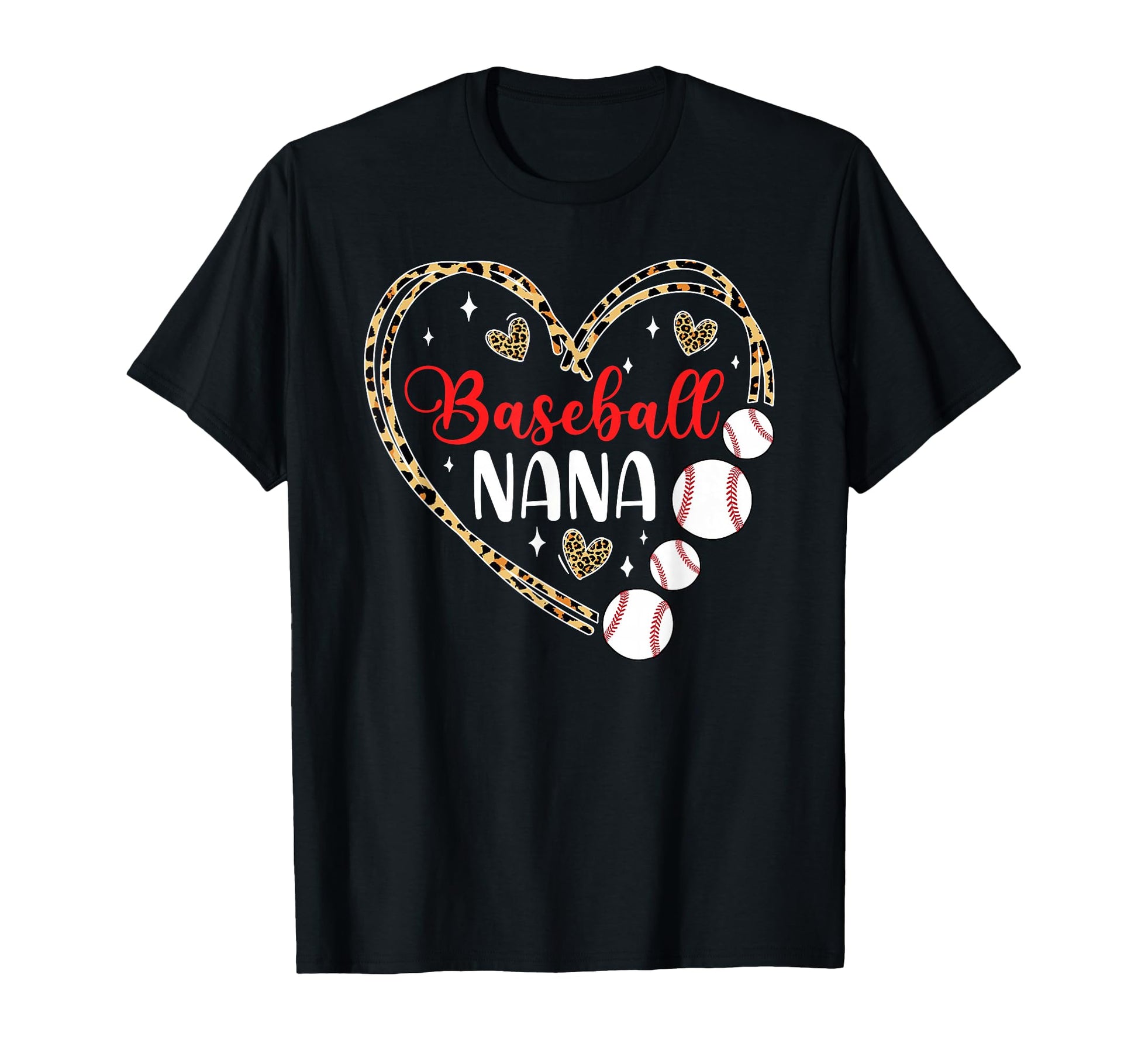 Leopard Baseball Nana Heart Baseball T-Shirt - Streetwear Style for Adults - T-Shirt, Sweatshirt, Hoodie