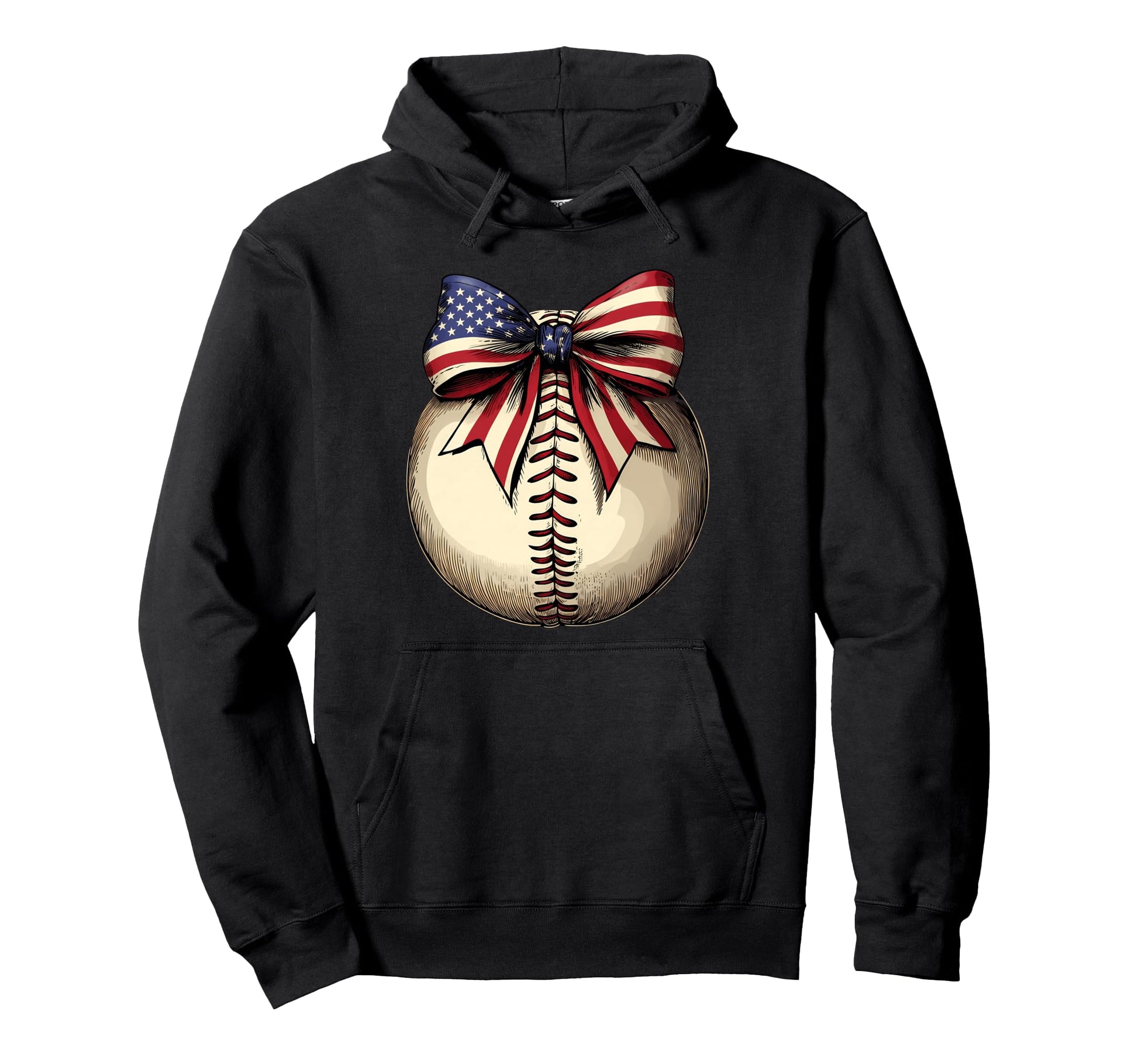 American Baseball Coquette Bow Patriotic Hoodie - Streetwear Style Unisex - T-Shirt, Sweatshirt, Hoodie
