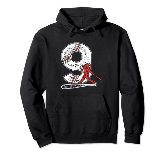 Baseball Birthday 9Th Birthday Party Hoodie - Streetwear Style Unisex - T-Shirt, Sweatshirt, Hoodie