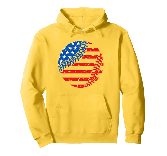 Baseball American Flag Distressed Usa Hoodie - Trendy Graphic Men Women - T-Shirt, Sweatshirt, Hoodie