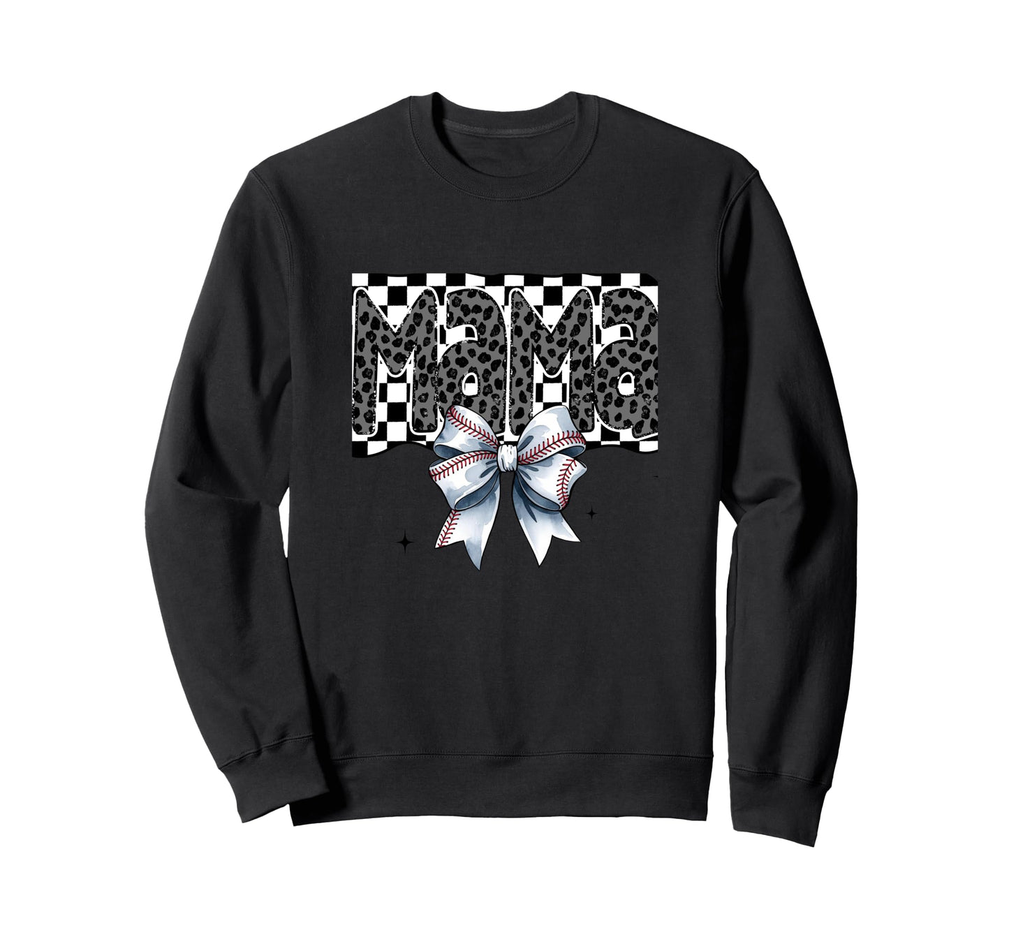 Baseball Mama Coquette Checkered Sweatshirt - Graphic Print Unisex - T-Shirt, Sweatshirt, Hoodie