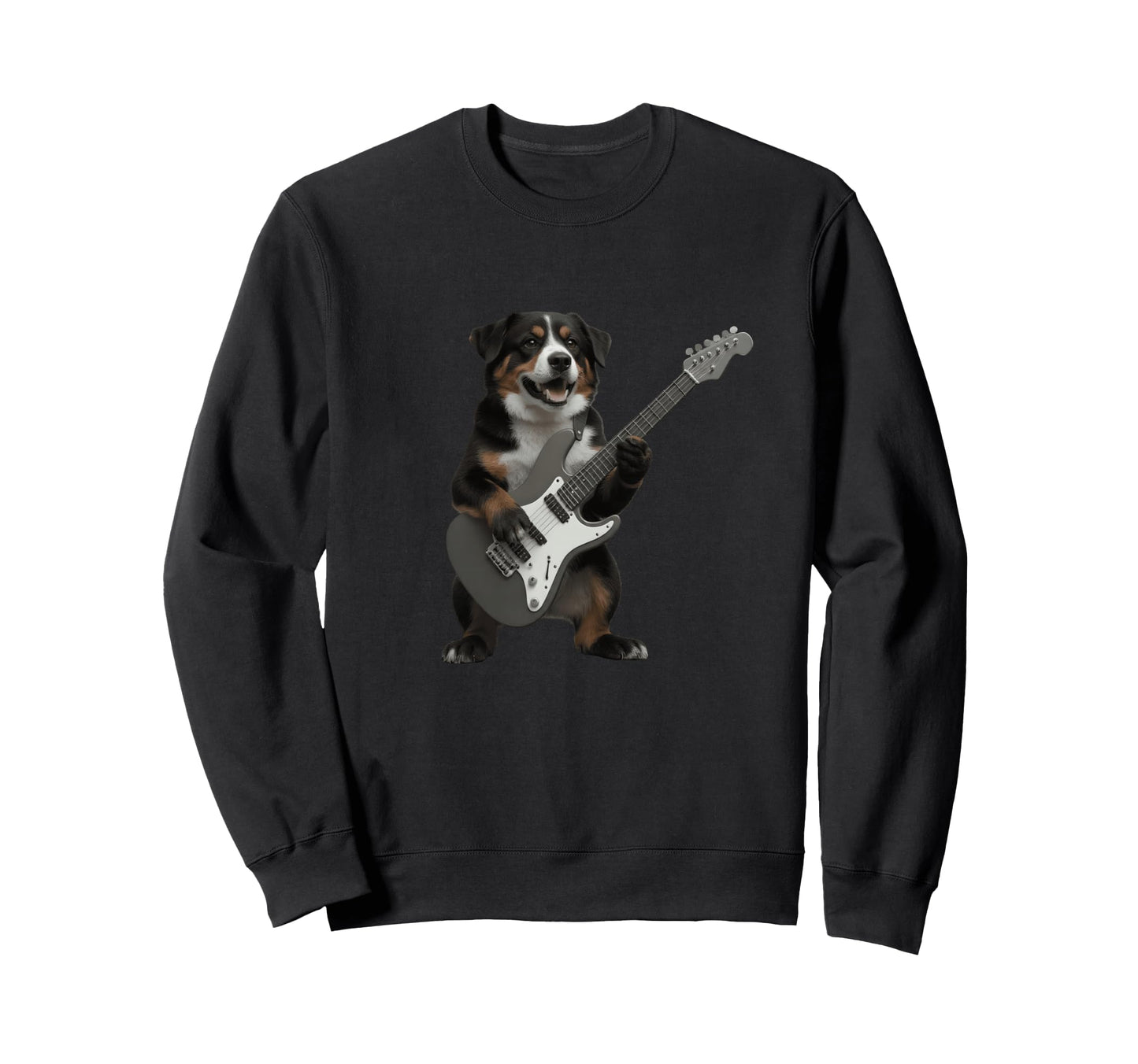 Funny Dog Playing Electric Guitar Rock Sweatshirt - Trendy Graphic Unisex - T-Shirt, Sweatshirt, Hoodie