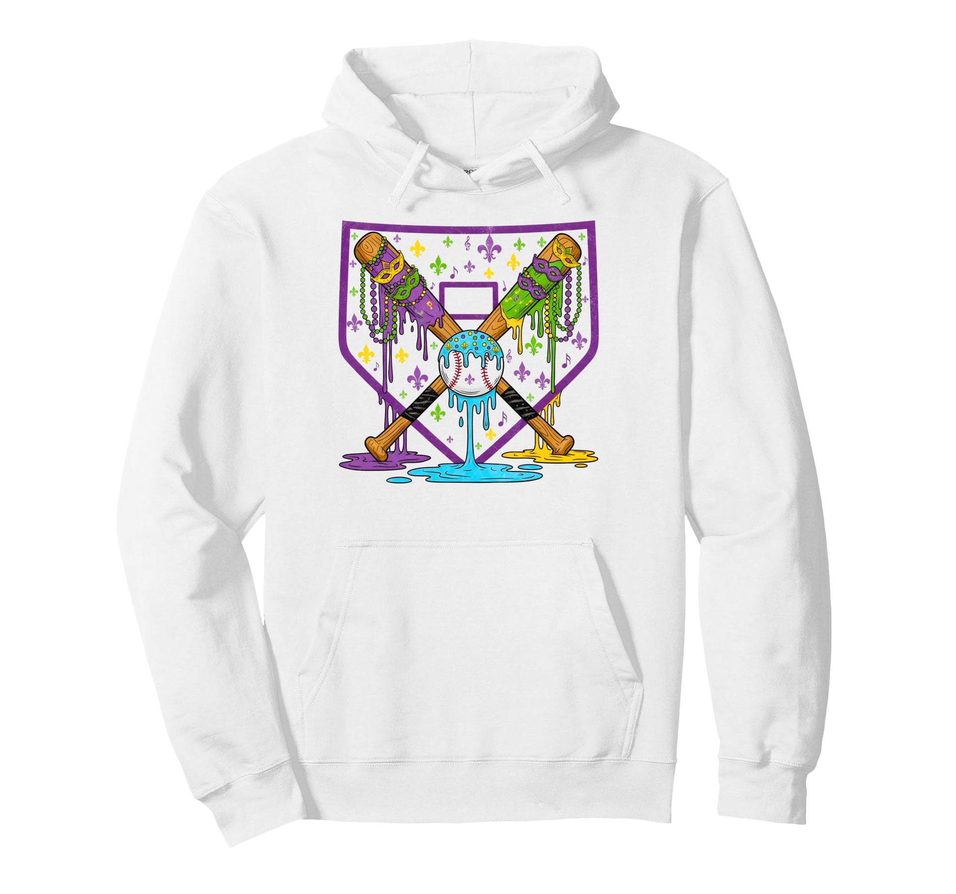 Mardi Gras Baseball Party Masks Fun Hoodie - Streetwear Style Unisex - T-Shirt, Sweatshirt, Hoodie