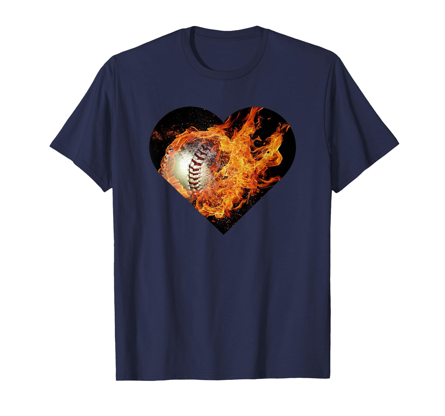 Flaming Baseball Heart Mom T-Shirt - Streetwear Style for Adults - T-Shirt, Sweatshirt, Hoodie