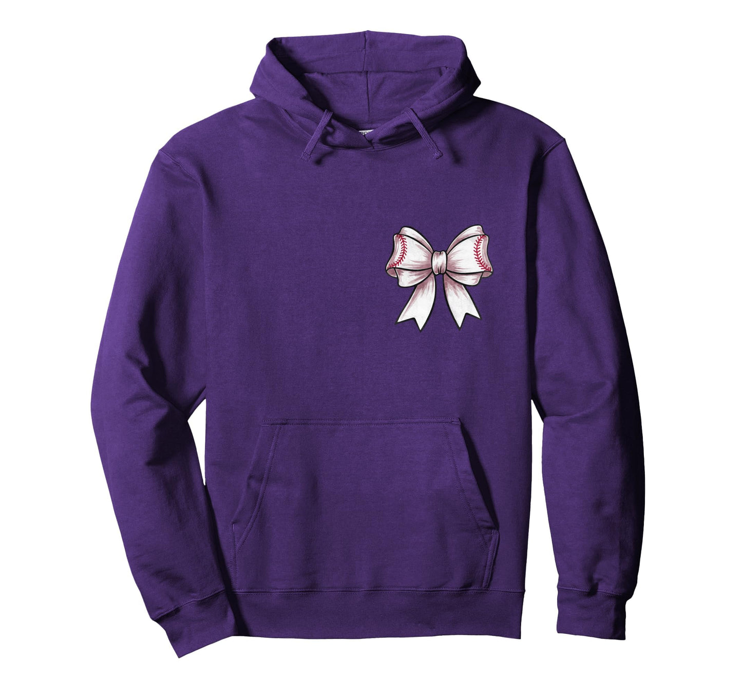 Baseball Coquette Bow Front And Back Hoodie - Aesthetic Graphic Unisex - T-Shirt, Sweatshirt, Hoodie
