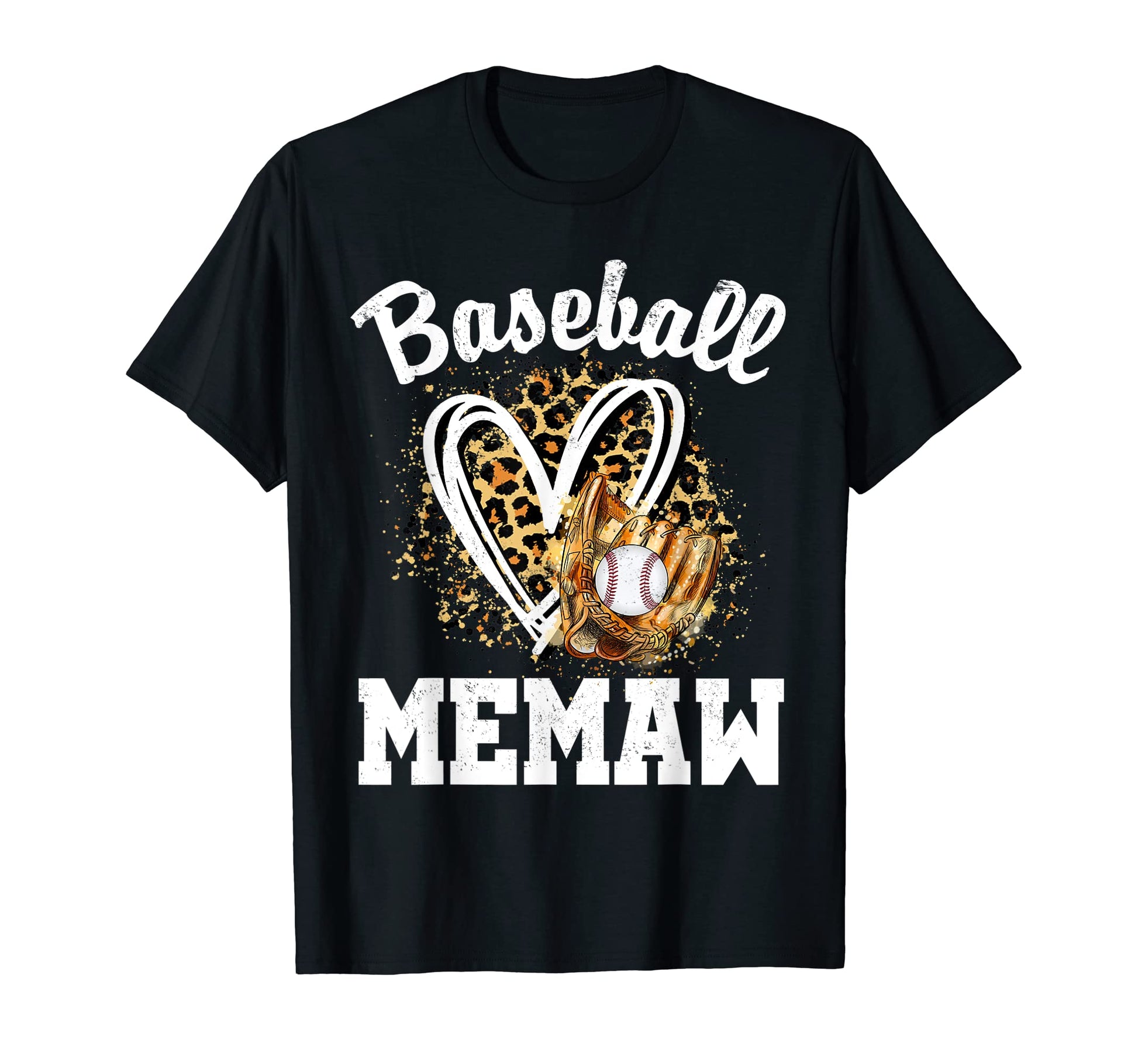 Baseball Memaw Leopard Heart Game Day T-Shirt - Streetwear Style for Adults - T-Shirt, Sweatshirt, Hoodie