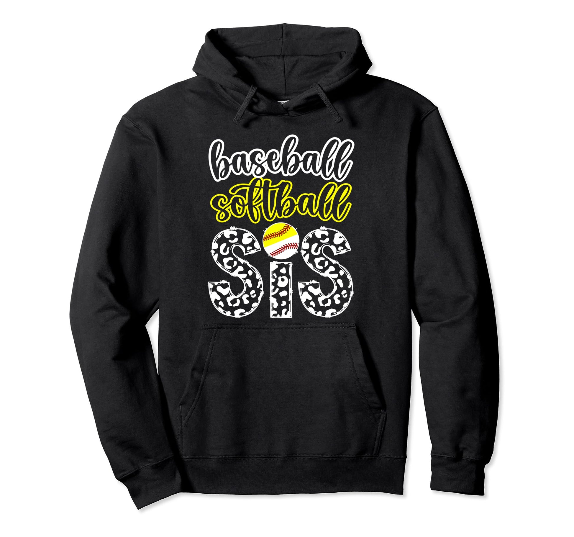 Baseball Softball Sis Leopard Softball Hoodie - Minimalist Print Unisex - T-Shirt, Sweatshirt, Hoodie