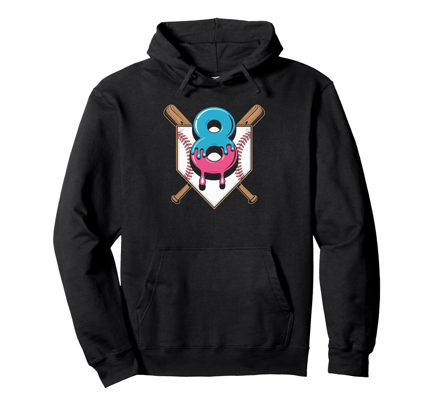 Eighth Birthday Baseball Vibes Number 8 Hoodie - Custom Art Print Unisex - T-Shirt, Sweatshirt, Hoodie