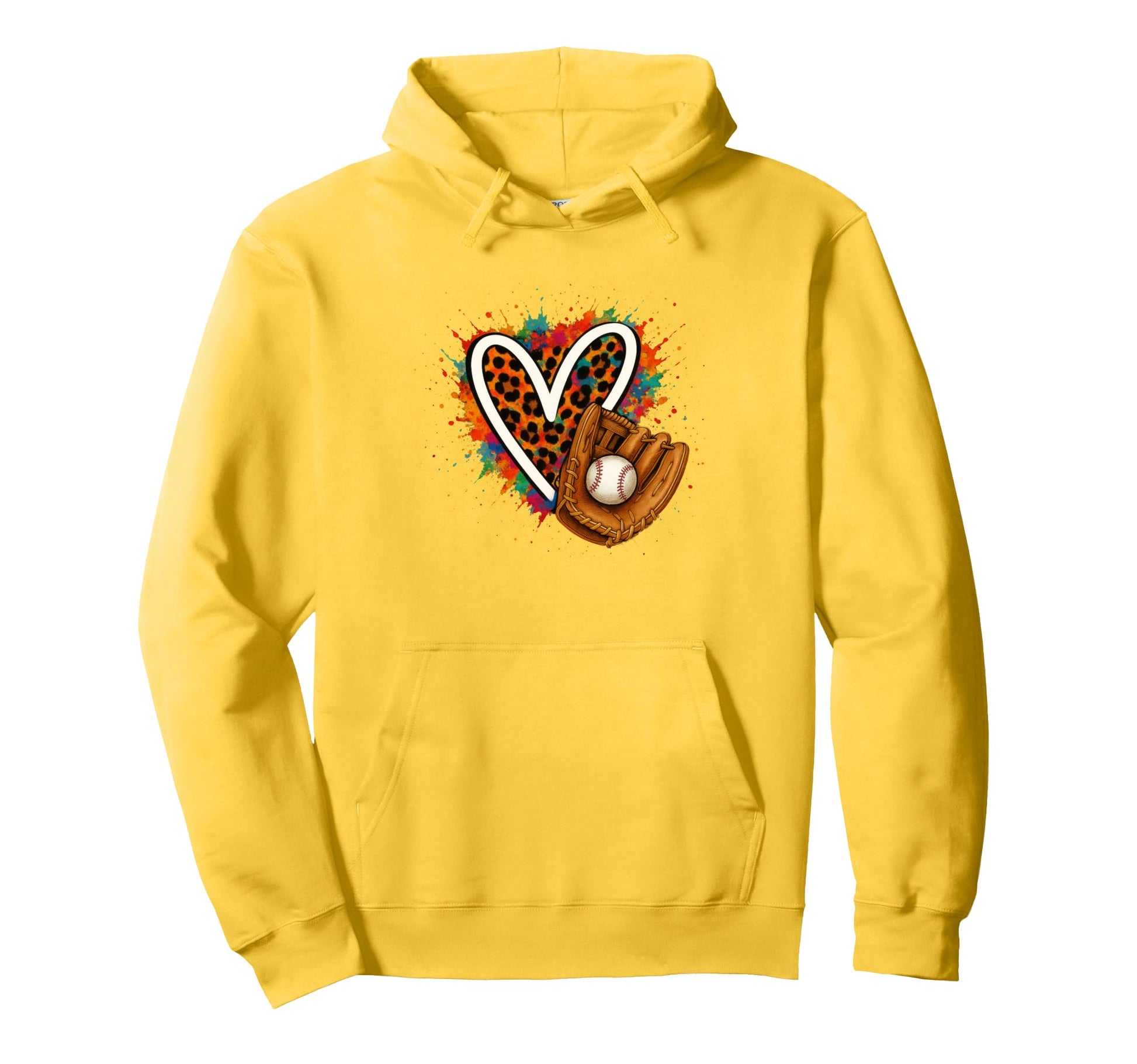 Baseball Leopard Heart Colorful Hoodie - Casual Everyday Wear Men Women - T-Shirt, Sweatshirt, Hoodie