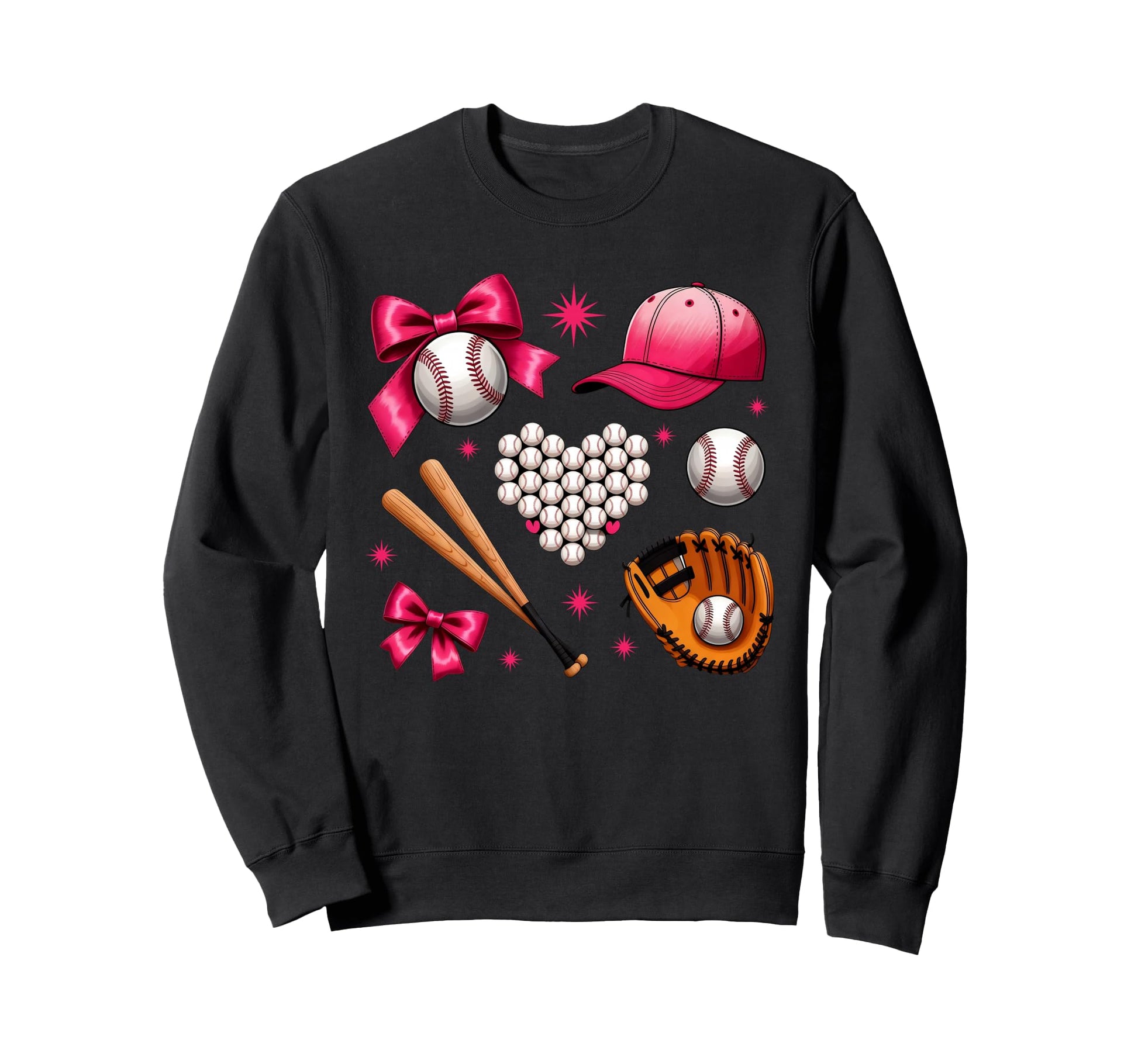 Baseball Bow Baseball Mom Mama Sweatshirt - Unique Graphic for Adults - T-Shirt, Sweatshirt, Hoodie