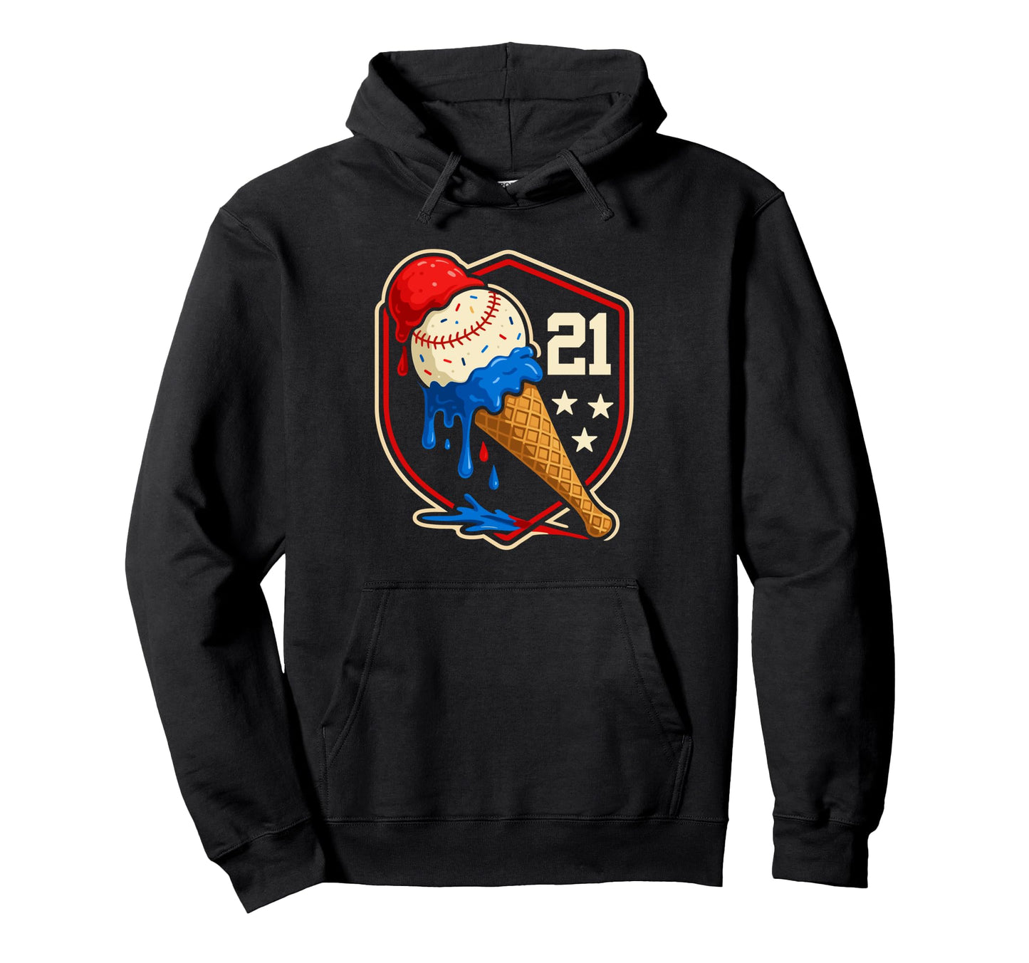 Baseball Drip 21 Year Old Ice Cream Hoodie - Novelty Apparel for Adults - T-Shirt, Sweatshirt, Hoodie
