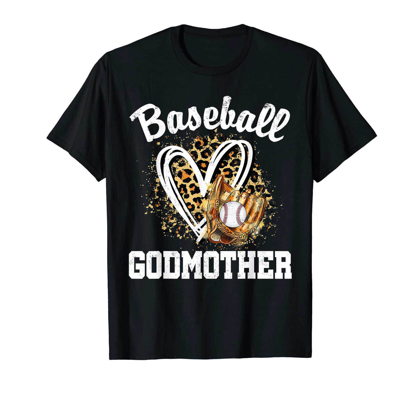 Baseball Godmother Leopard Heart Game T-Shirt - Trendy Graphic Men Women - T-Shirt, Sweatshirt, Hoodie