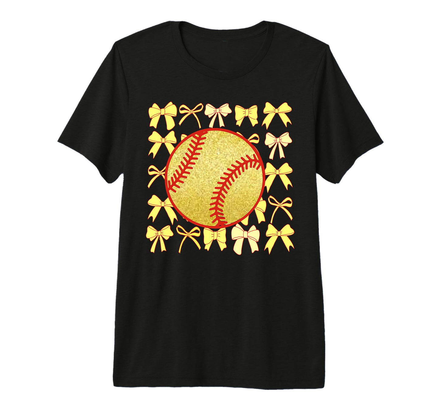 Baseball Bow Ribbon Softball T-Shirt - Casual Everyday Wear Men Women - T-Shirt, Sweatshirt, Hoodie