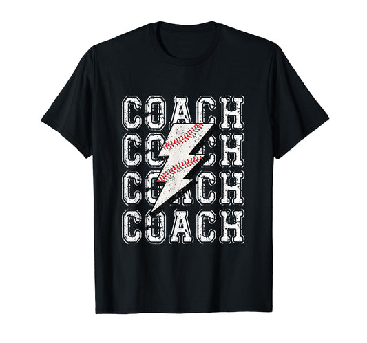 Baseball Coach Lightning Bolt T-Shirt - Novelty Apparel Unisex - T-Shirt, Sweatshirt, Hoodie