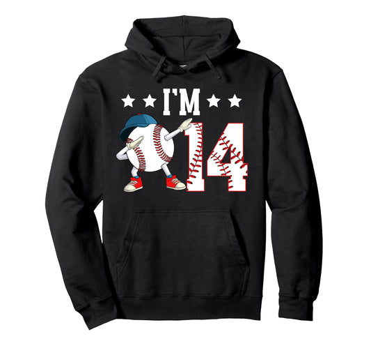 14Th Baseball Birthday Fourteen Hoodie - Casual Everyday Wear Men Women - T-Shirt, Sweatshirt, Hoodie