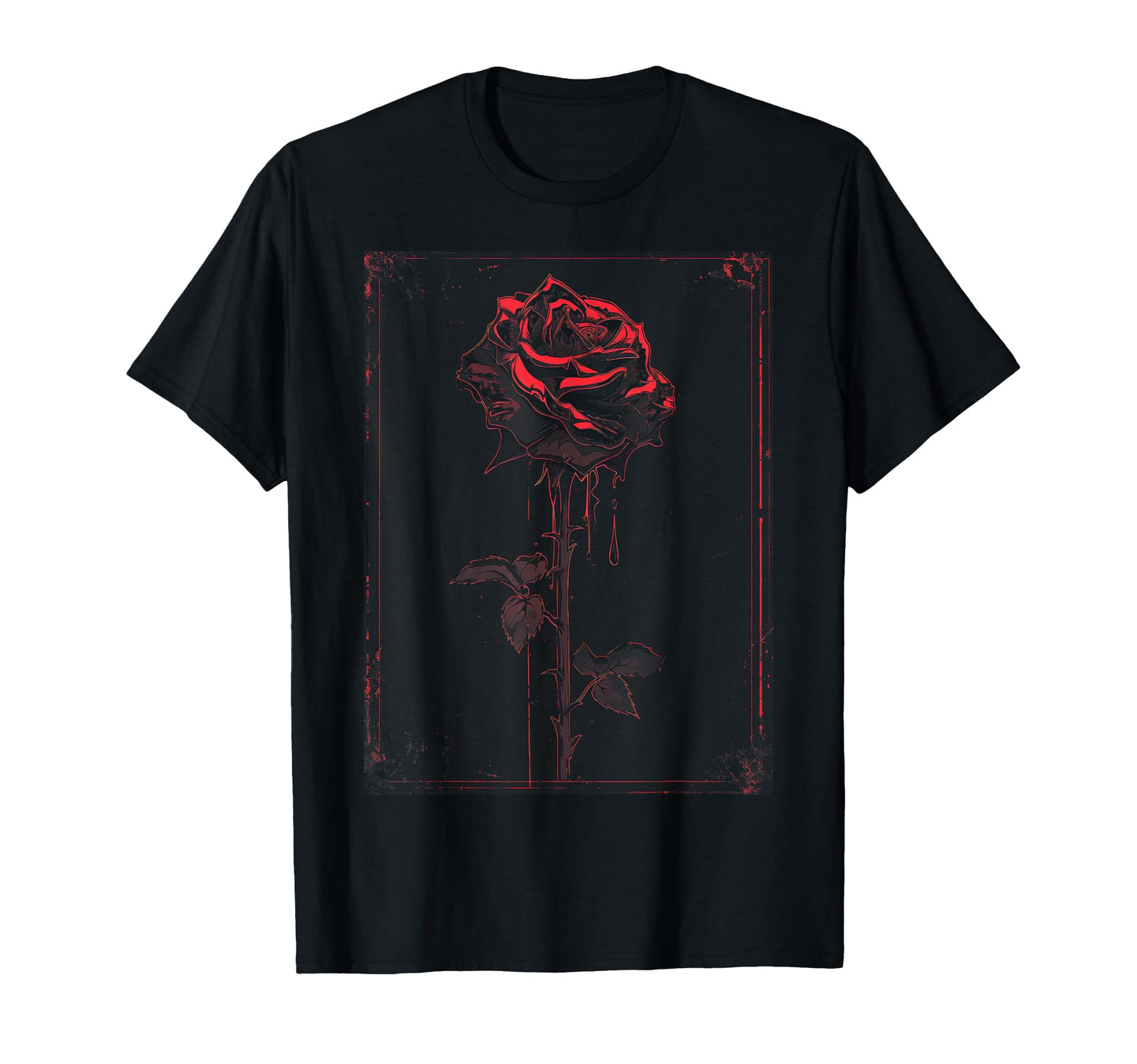 Anime Goth Withered Rose Blood Gothic T-Shirt - Aesthetic Graphic Unisex - T-Shirt, Sweatshirt, Hoodie