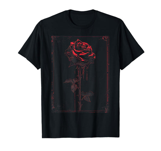 Anime Goth Withered Rose Blood Gothic T-Shirt - Aesthetic Graphic Unisex - T-Shirt, Sweatshirt, Hoodie