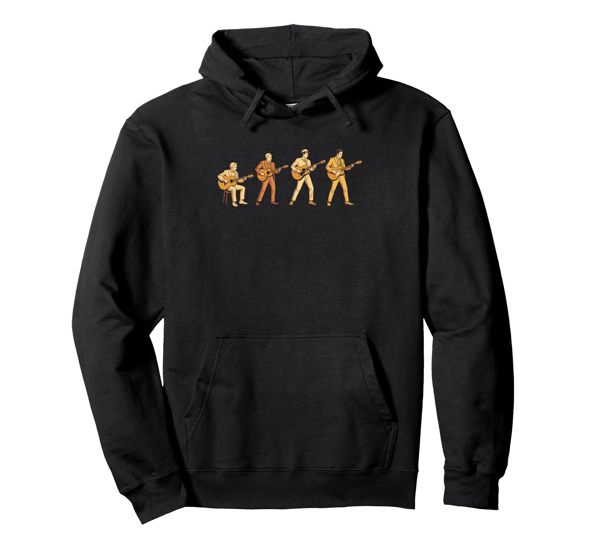 Rock Music Evolution Silhouette Hoodie - Fun Novelty Design for Adults - T-Shirt, Sweatshirt, Hoodie