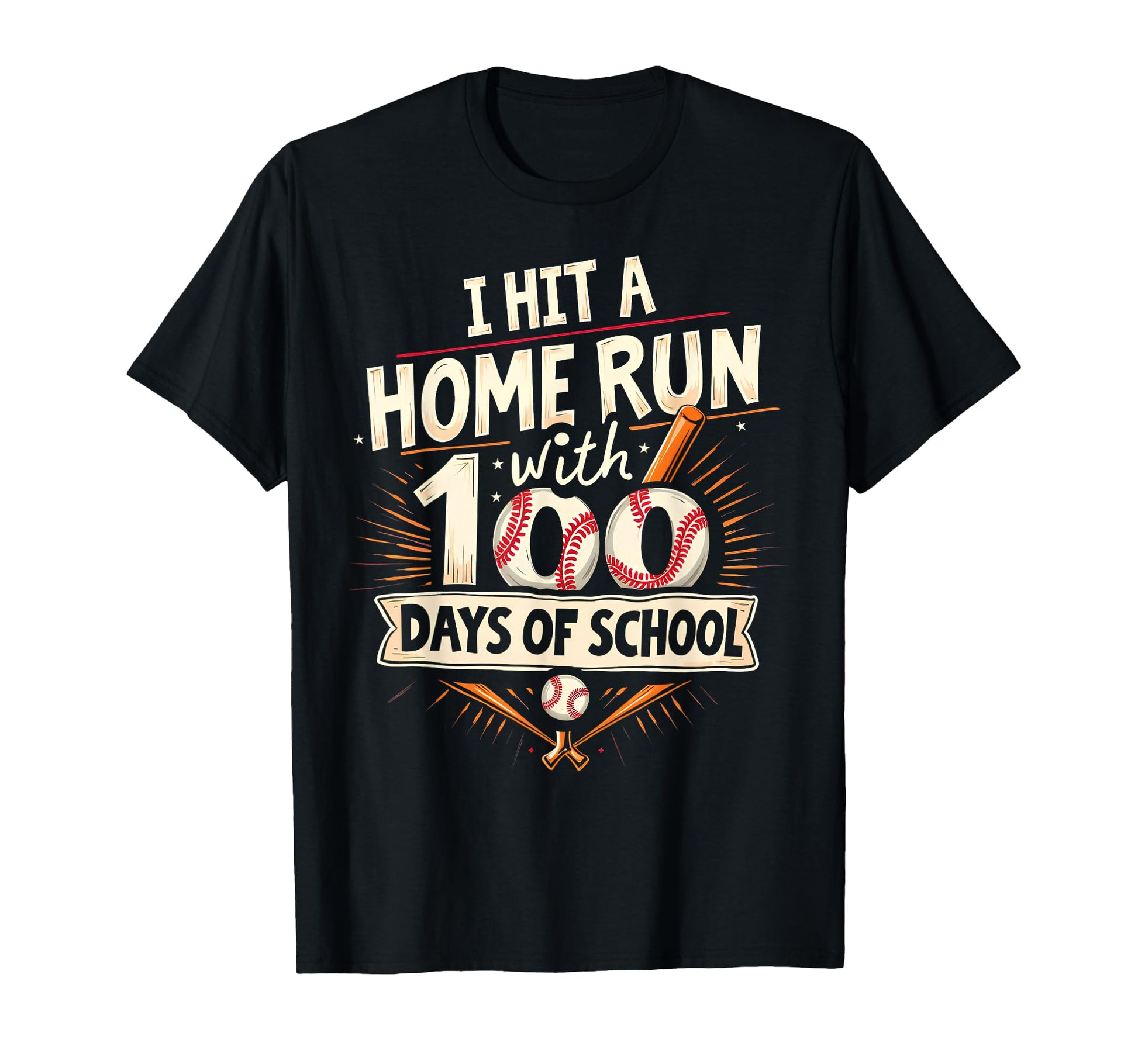 Fun Hit Home Run 100 Days School T-Shirt - Aesthetic Graphic Unisex - T-Shirt, Sweatshirt, Hoodie