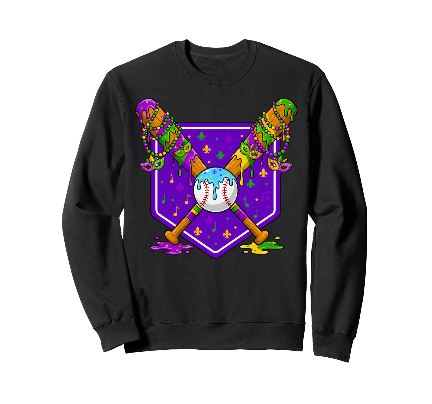 Mardi Gras Baseball Party Masks Sweatshirt - Casual Everyday Wear Unisex - T-Shirt, Sweatshirt, Hoodie