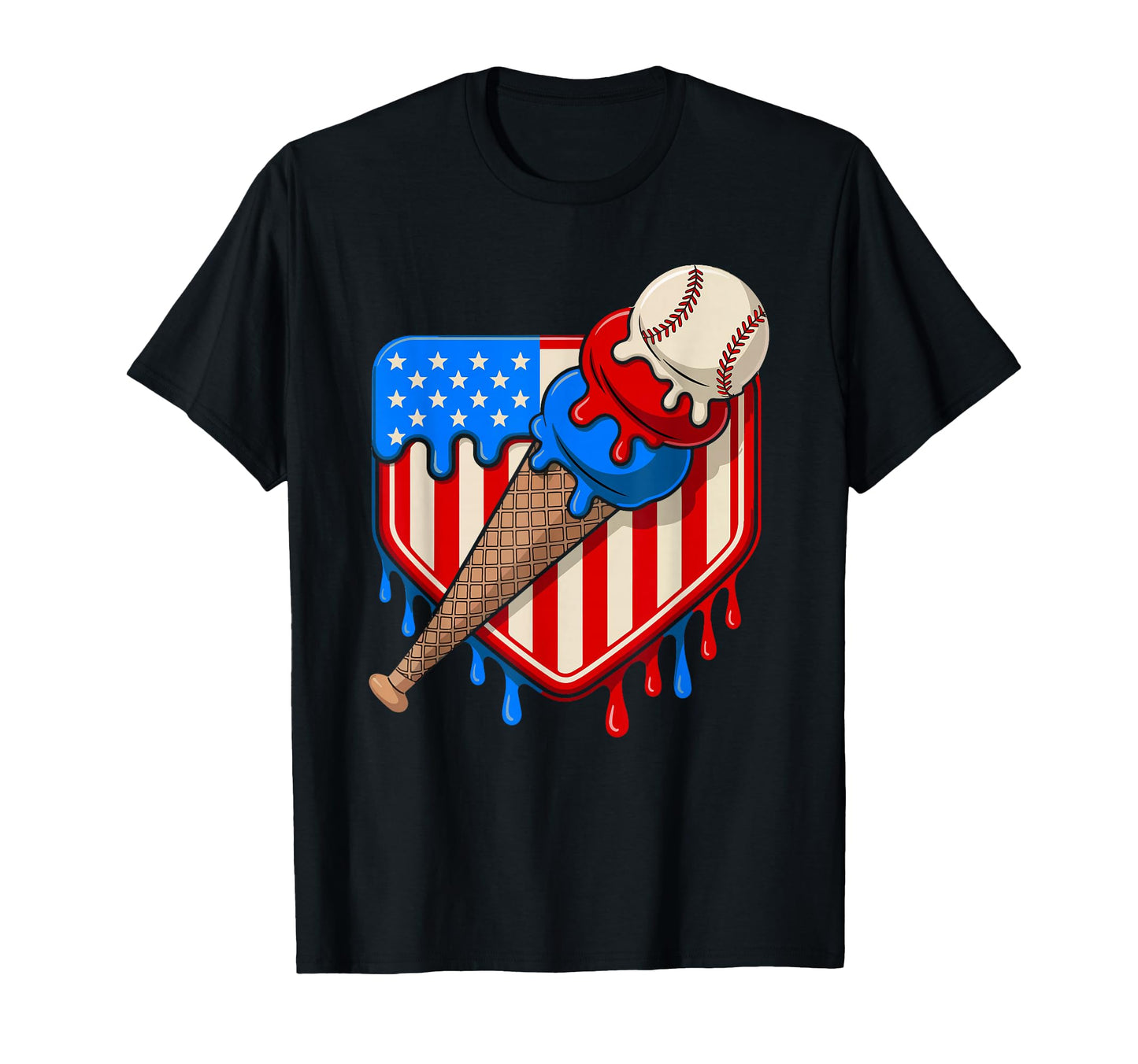 Baseball Drip 4Th July Usa Flag Ice T-Shirt - Graphic Print Men Women - T-Shirt, Sweatshirt, Hoodie