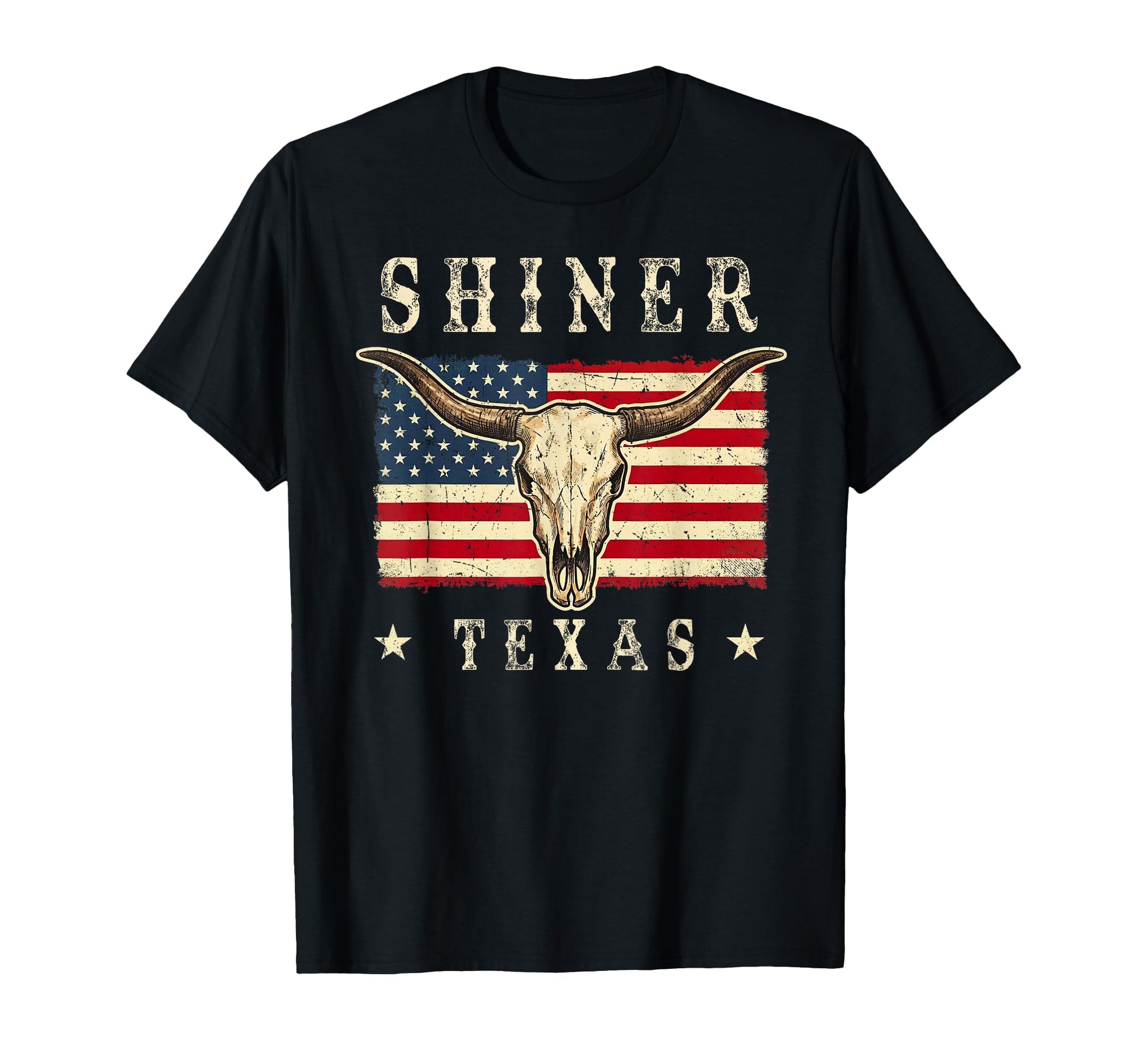 Shiner Texas Western Patriotic Skull T-Shirt - Minimalist Print Unisex - T-Shirt, Sweatshirt, Hoodie