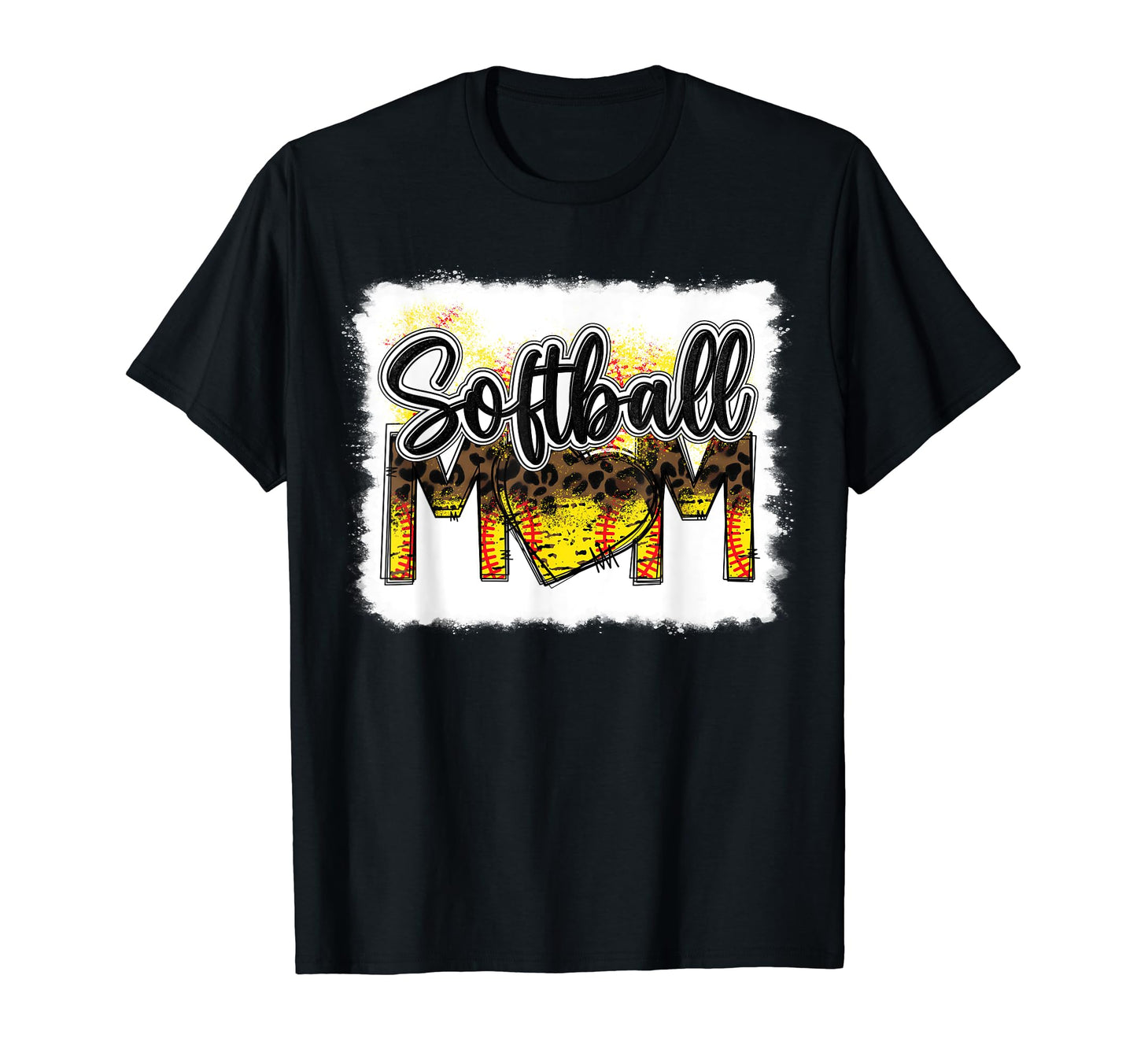 Bleached Softball Mom Leopard Funny T-Shirt - Fun Novelty Design Unisex - T-Shirt, Sweatshirt, Hoodie