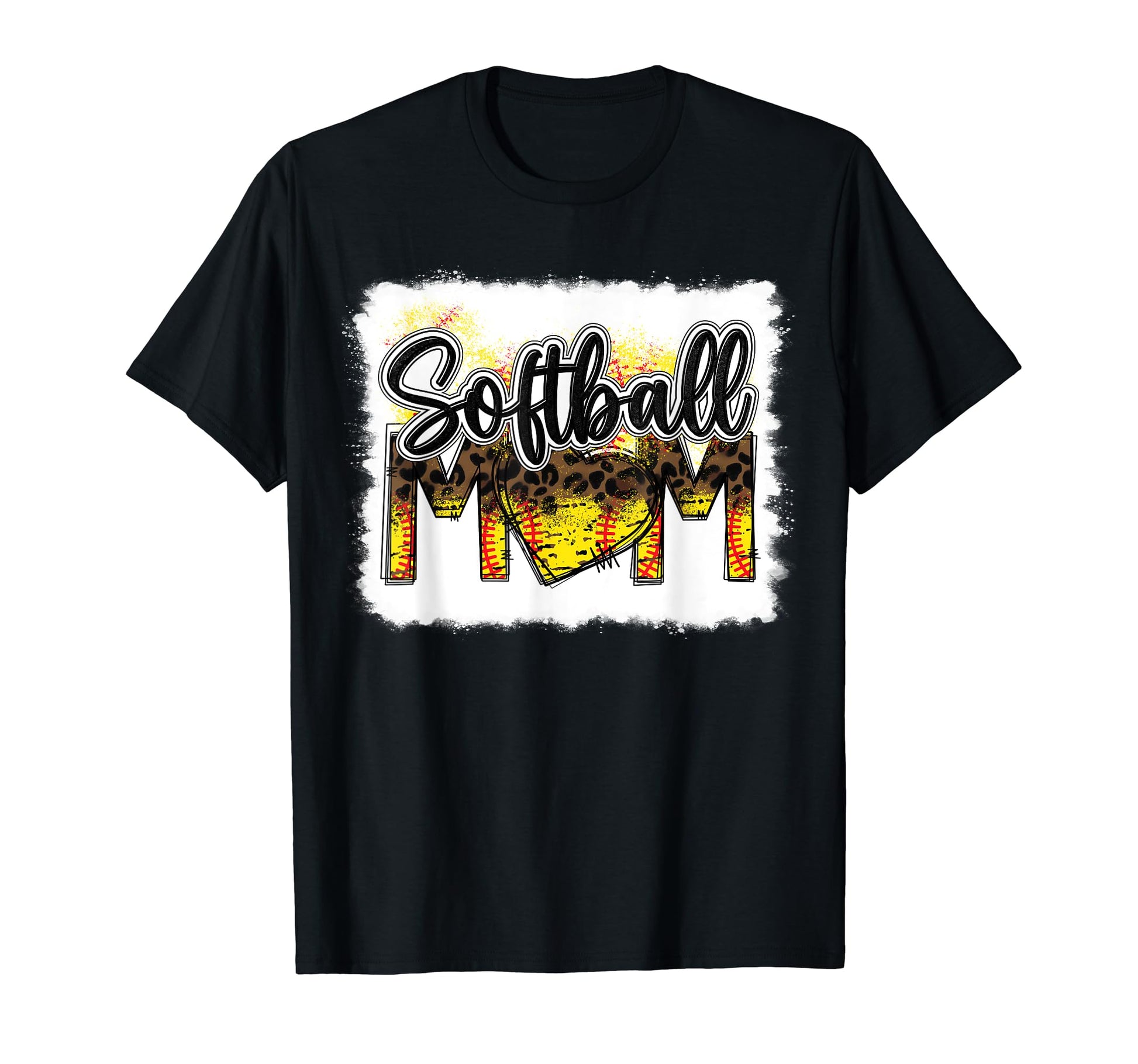 Bleached Softball Mom Leopard Funny T-Shirt - Fun Novelty Design Unisex - T-Shirt, Sweatshirt, Hoodie
