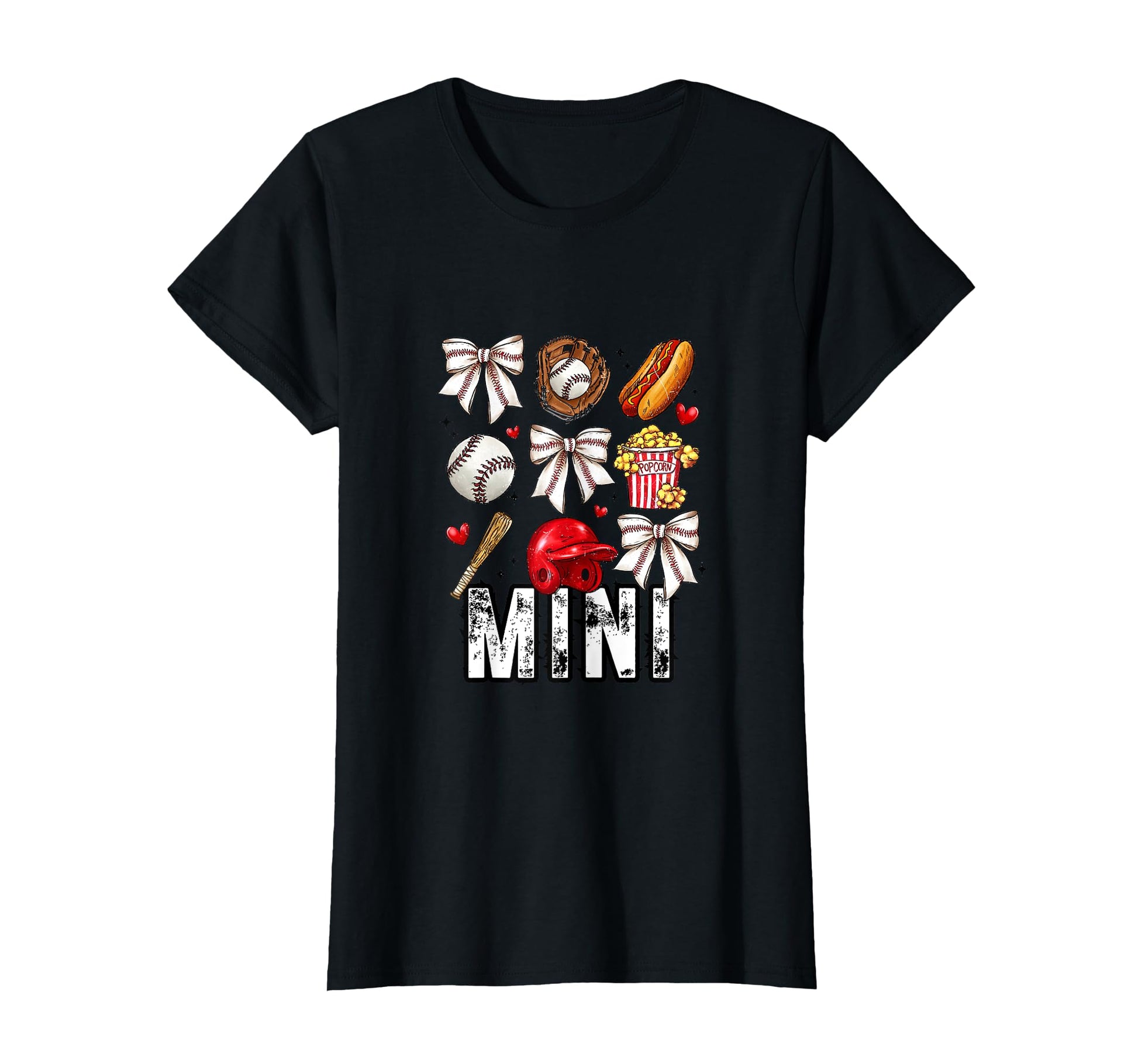 Baseball Bow Mini T-Shirt - Custom Art Print Men Women - T-Shirt, Sweatshirt, Hoodie
