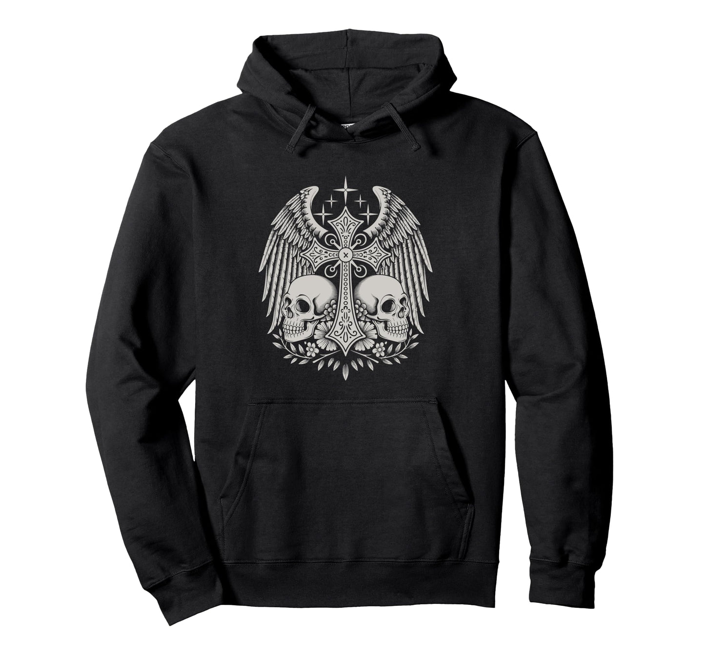 Y2K Grunge Aesthetic Alt Goth Skull Cross Hoodie - Novelty Apparel Unisex - T-Shirt, Sweatshirt, Hoodie