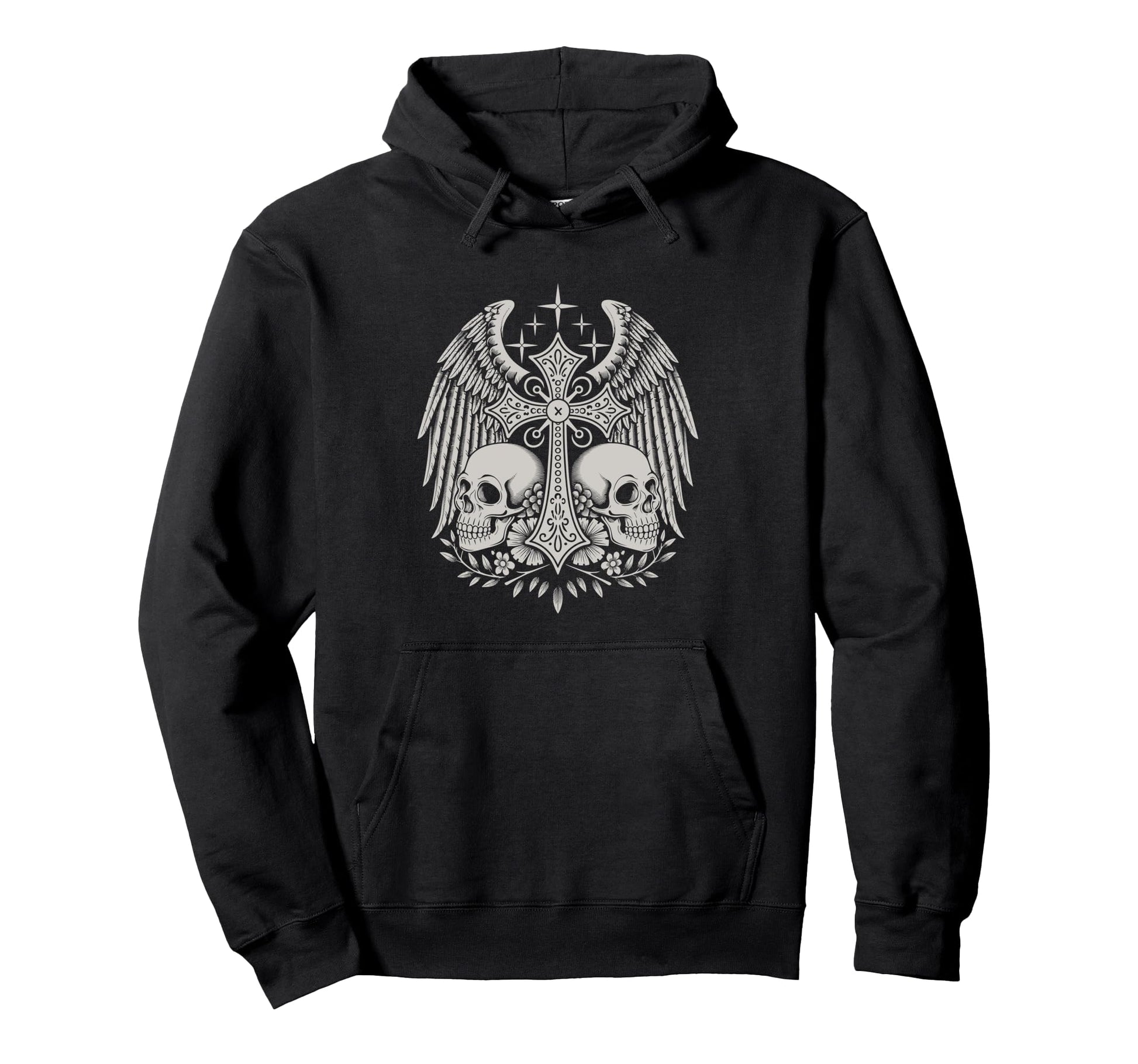 Y2K Grunge Aesthetic Alt Goth Skull Cross Hoodie - Novelty Apparel Unisex - T-Shirt, Sweatshirt, Hoodie