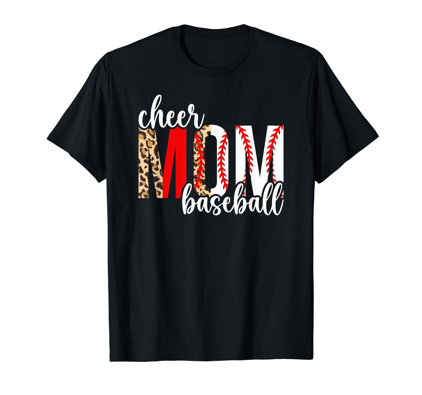 Cheer And Baseball Mom Leopard T-Shirt - Aesthetic Graphic for Adults - T-Shirt, Sweatshirt, Hoodie
