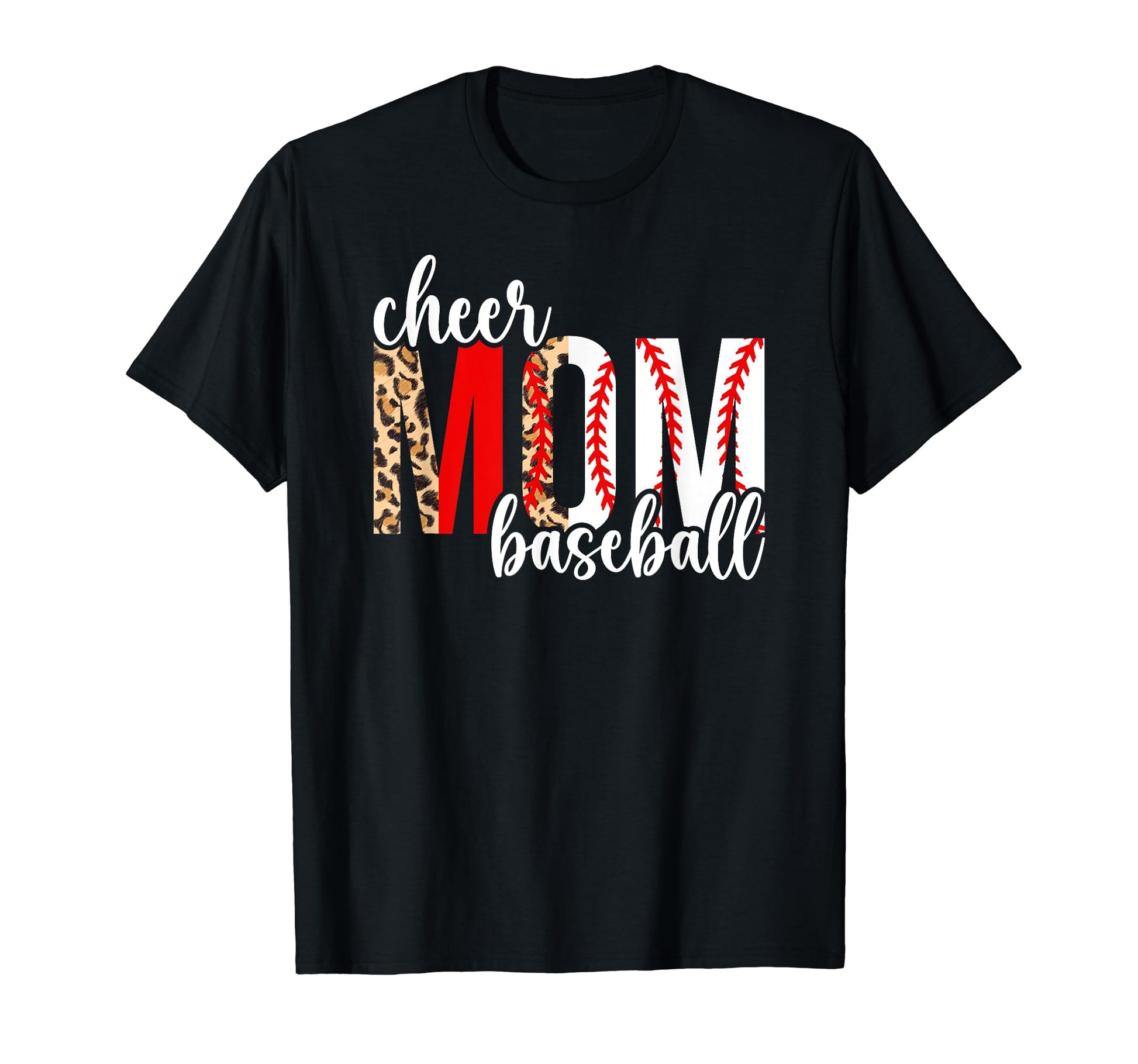 Cheer And Baseball Mom Leopard T-Shirt - Aesthetic Graphic for Adults - T-Shirt, Sweatshirt, Hoodie