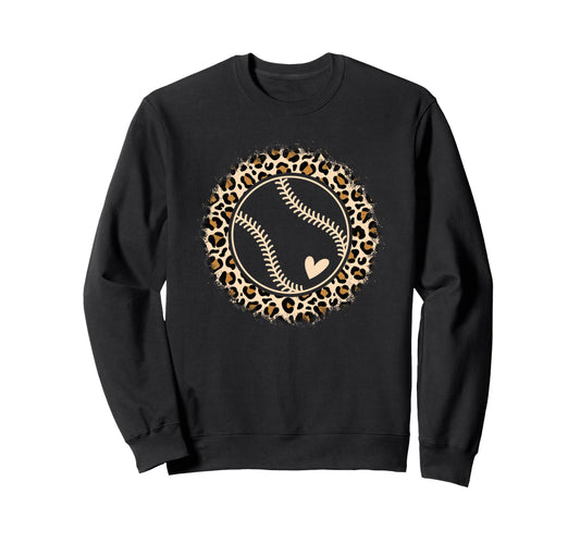 Baseball Leopard Baseball Player Sweatshirt - Aesthetic Graphic Men Women - T-Shirt, Sweatshirt, Hoodie