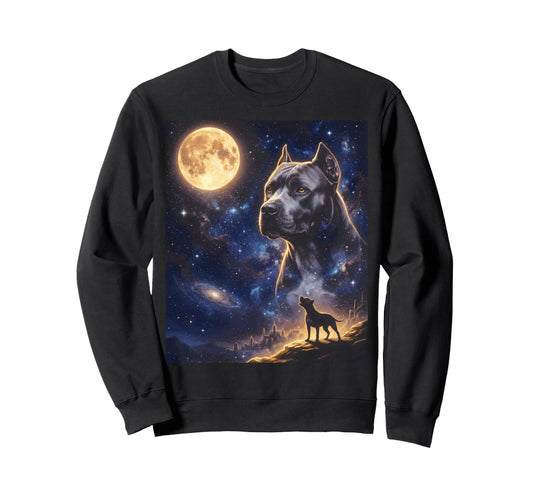 90S Pitbull Howling Moon Y2K Sweatshirt - Graphic Print for Adults - T-Shirt, Sweatshirt, Hoodie
