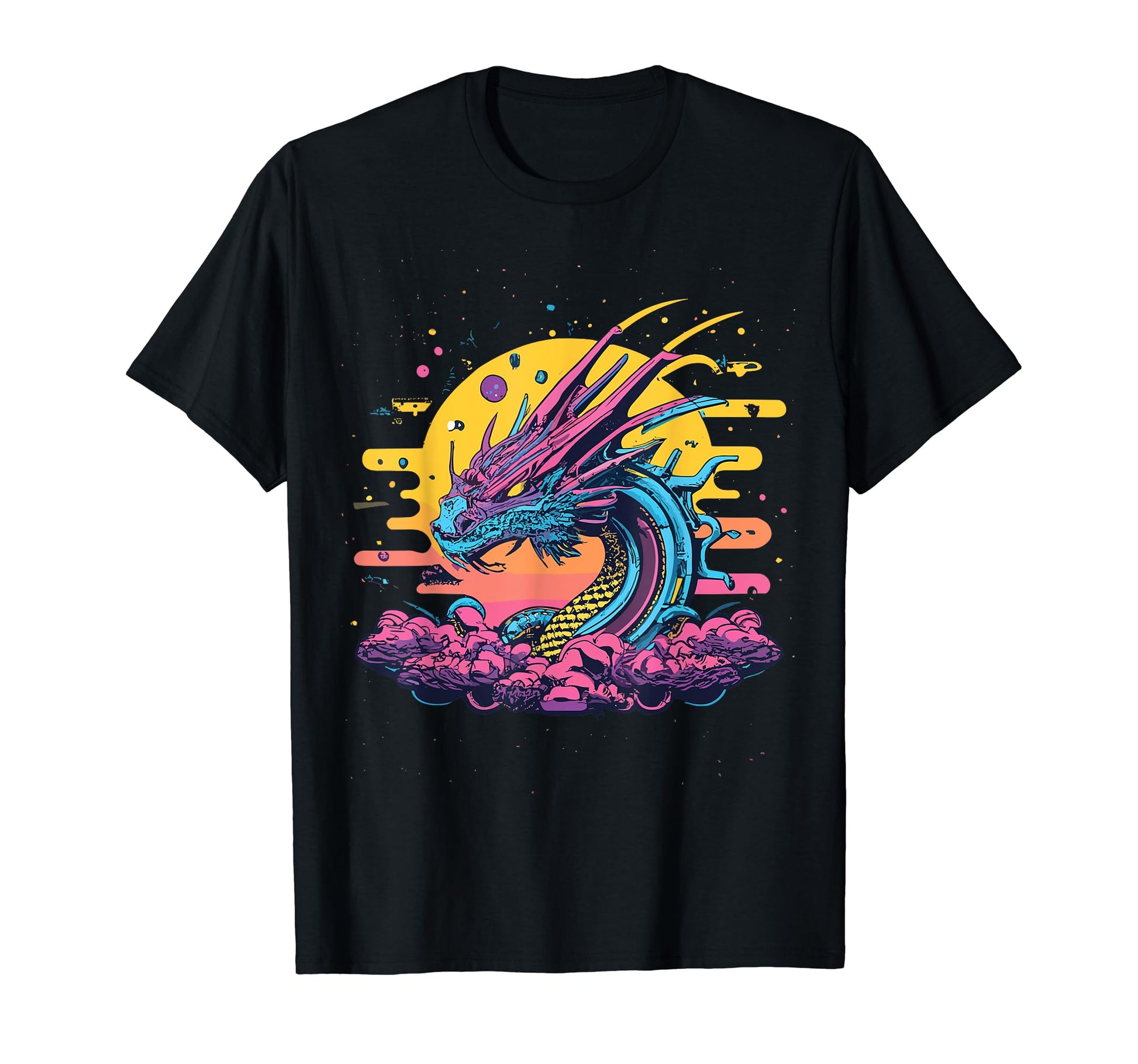 Dragon Techno Vaporwave Anime T-Shirt - Minimalist Print Men Women - T-Shirt, Sweatshirt, Hoodie