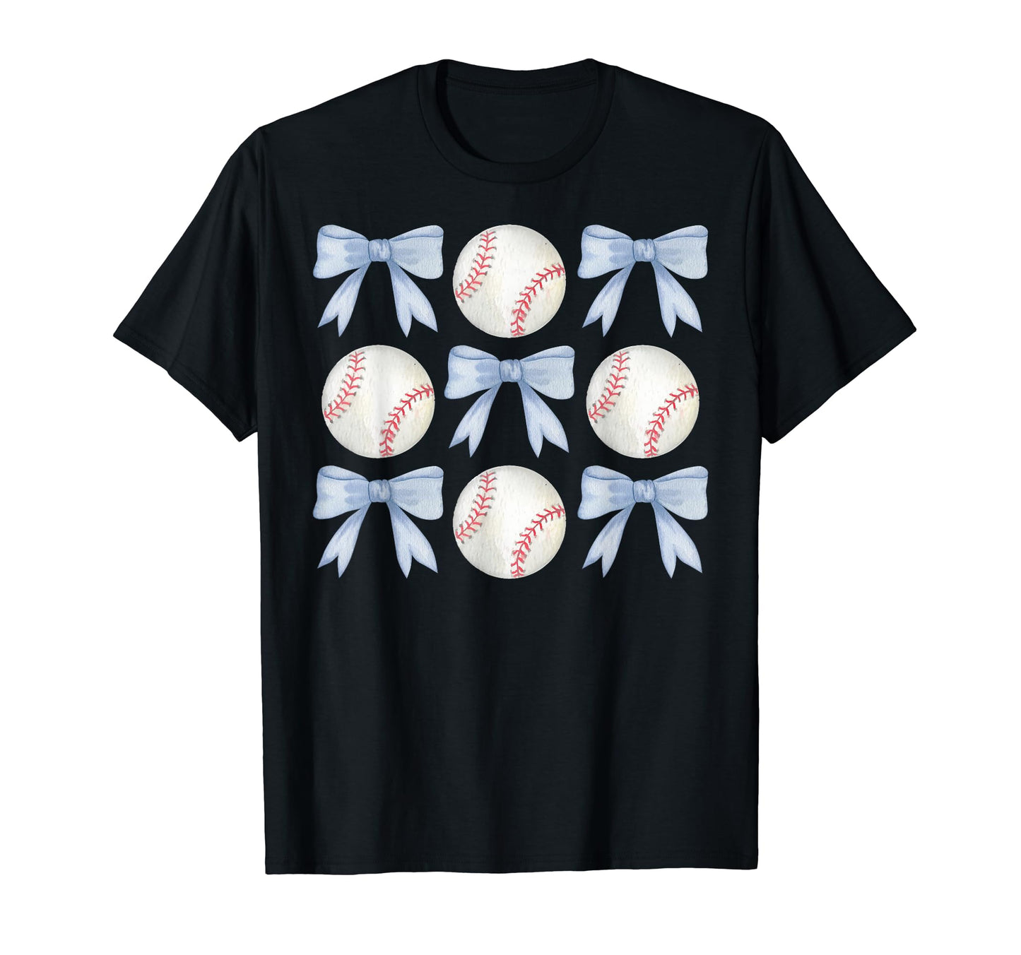 Blue Bows And Baseballs T-Shirt - Casual Everyday Wear Men Women - T-Shirt, Sweatshirt, Hoodie