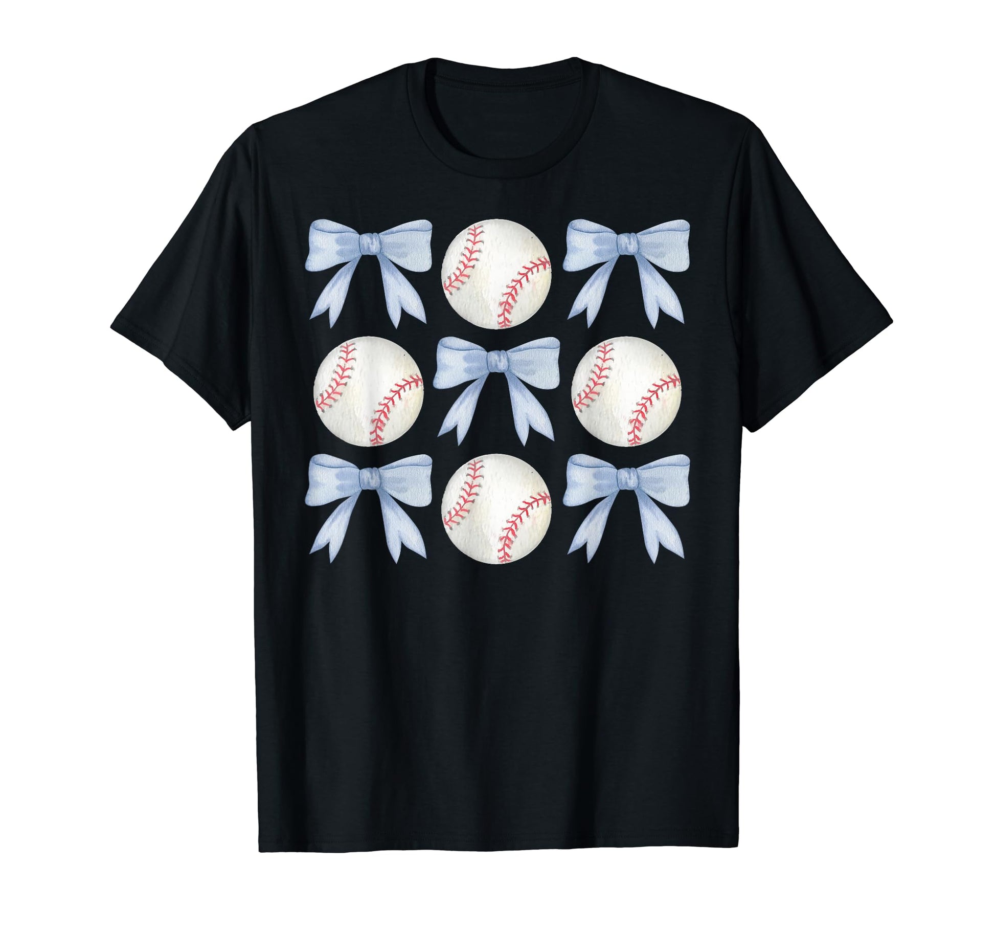 Blue Bows And Baseballs T-Shirt - Casual Everyday Wear Men Women - T-Shirt, Sweatshirt, Hoodie