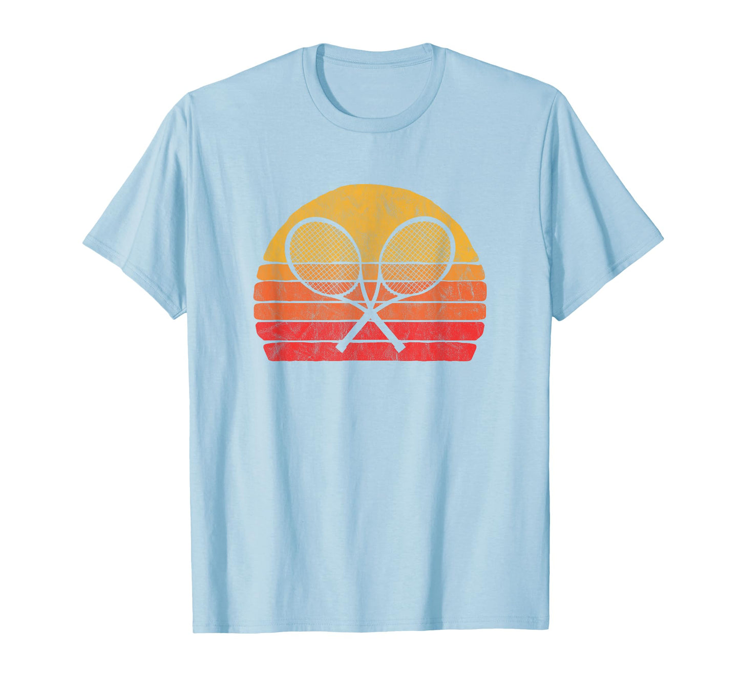 Crossed Tennis Racquets 80S Sun T-Shirt - Trendy Graphic for Adults - T-Shirt, Sweatshirt, Hoodie