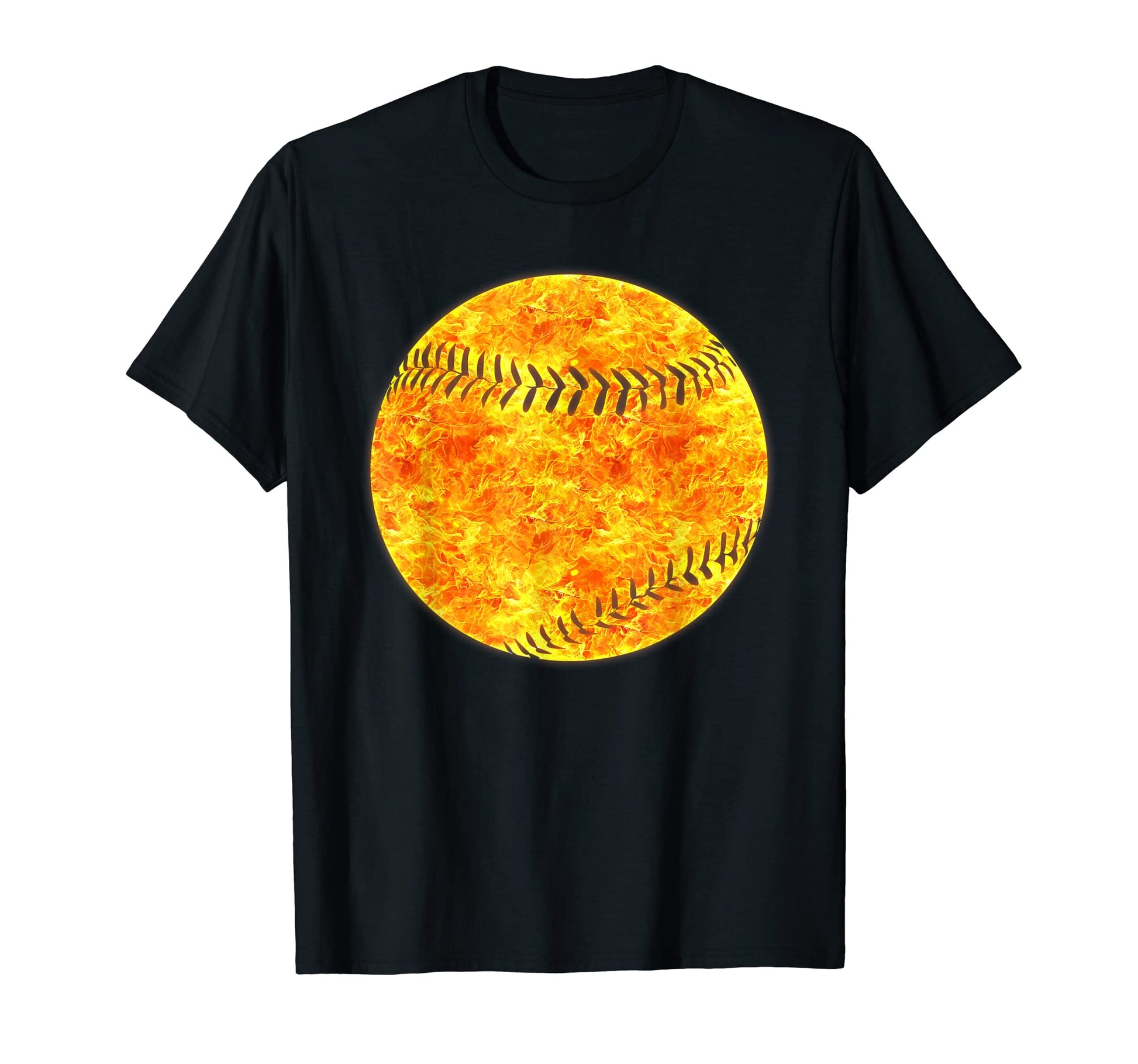 Baseball Sports Ball Fire Flames T-Shirt - Casual Everyday Wear Unisex - T-Shirt, Sweatshirt, Hoodie