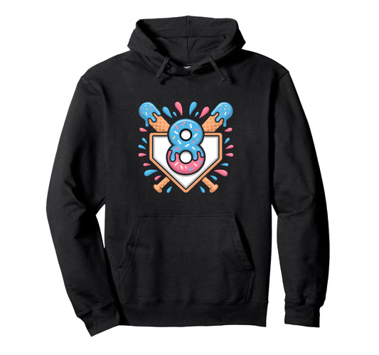 8Th Birthday Ice Cream Baseball Hoodie - Trendy Graphic Men Women - T-Shirt, Sweatshirt, Hoodie