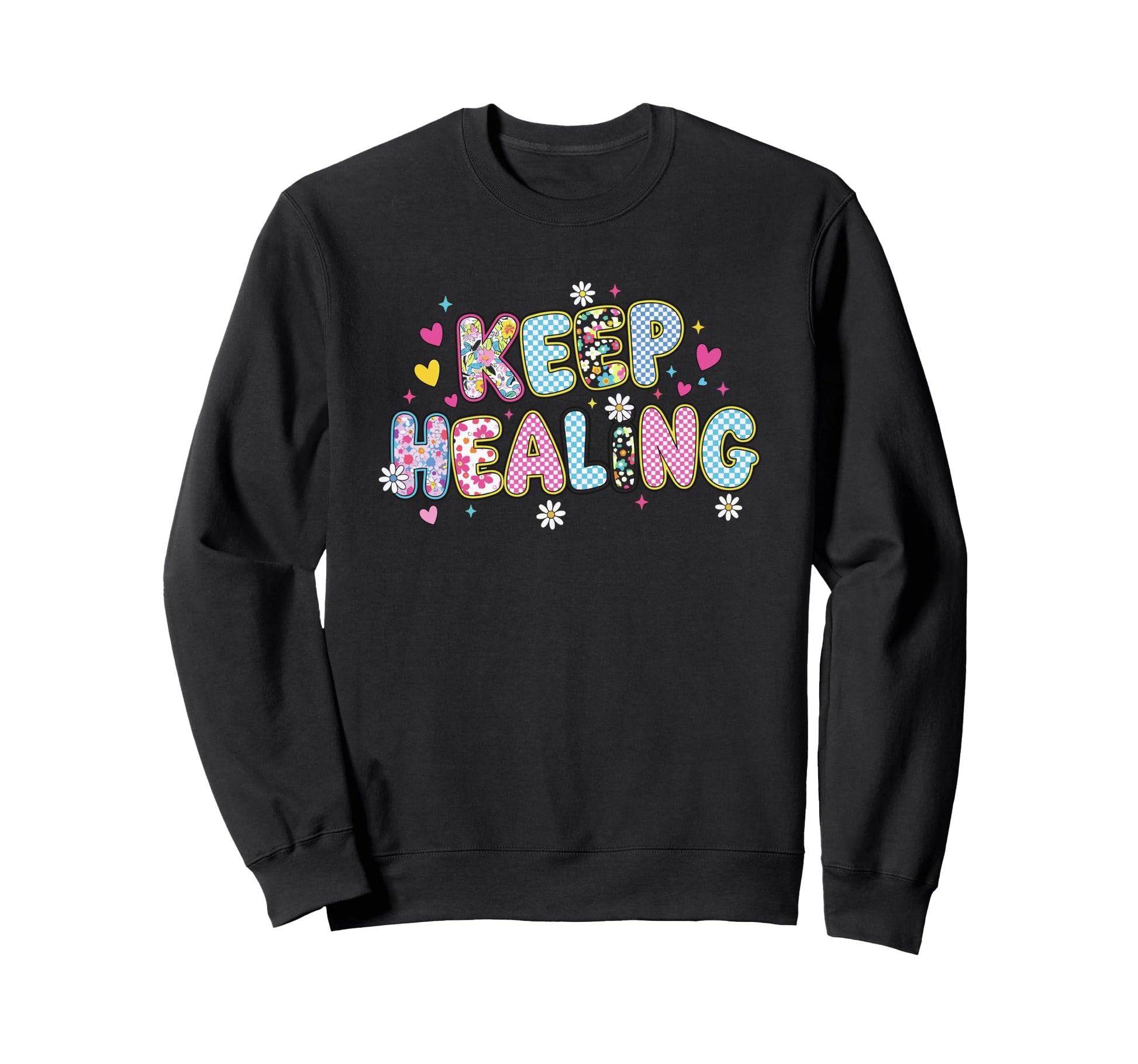 Floral Keep Healing Groovy Keep Sweatshirt - Minimalist Print Unisex - T-Shirt, Sweatshirt, Hoodie