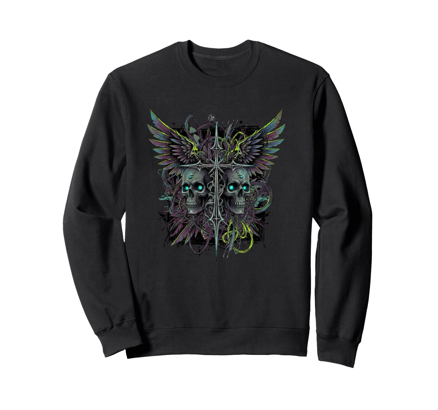 Y2K Grunge Goth Aesthetic Skull Sweatshirt - Novelty Apparel Unisex - T-Shirt, Sweatshirt, Hoodie