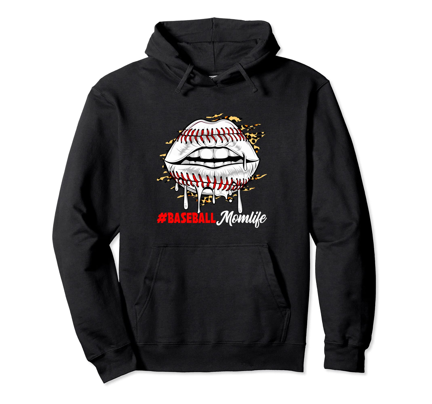 Funny Baseball Lips Leopard Lips Hoodie - Casual Everyday Wear Unisex - T-Shirt, Sweatshirt, Hoodie